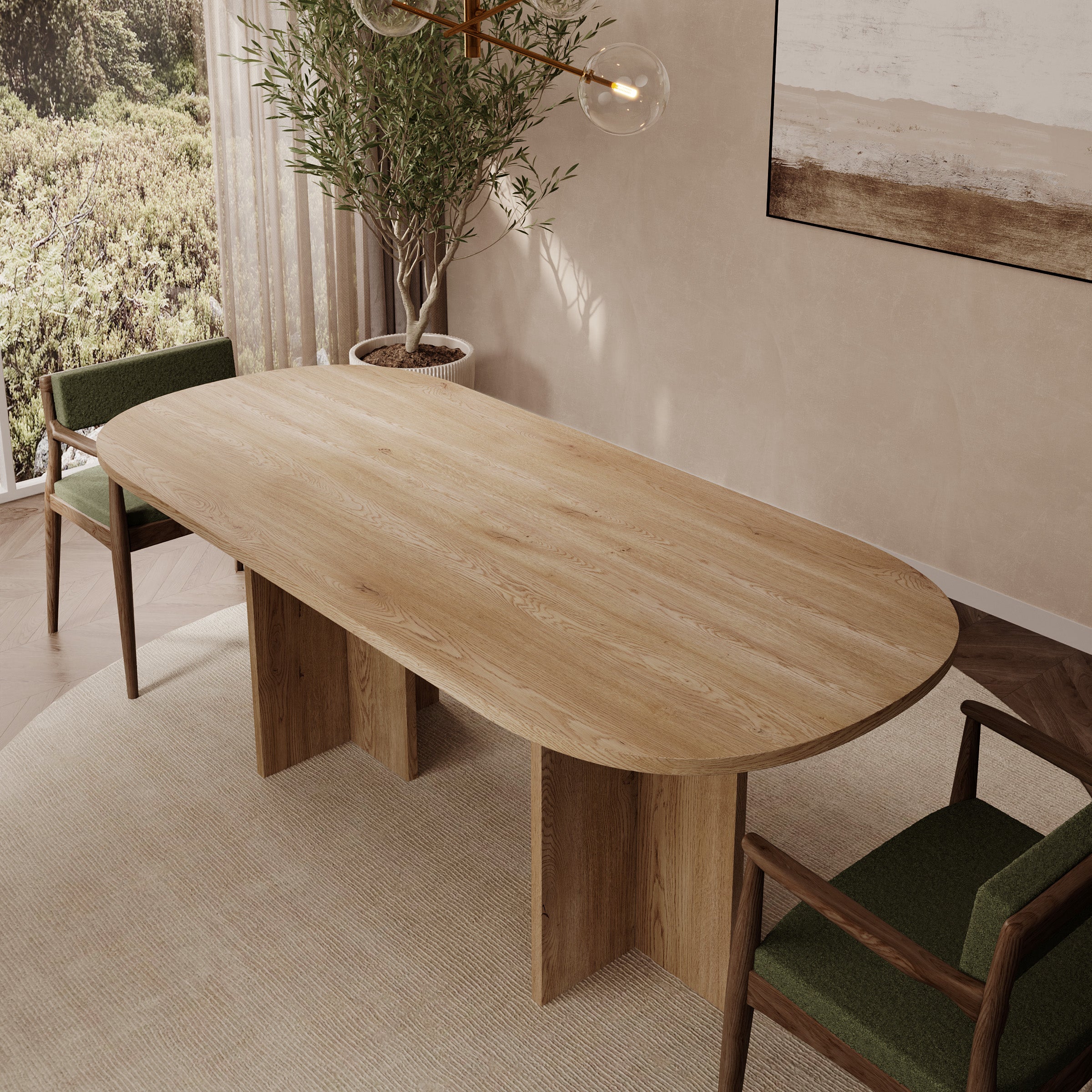 Langley - Eetkamertafel - Eikenpatroon - 204x90x75 cm