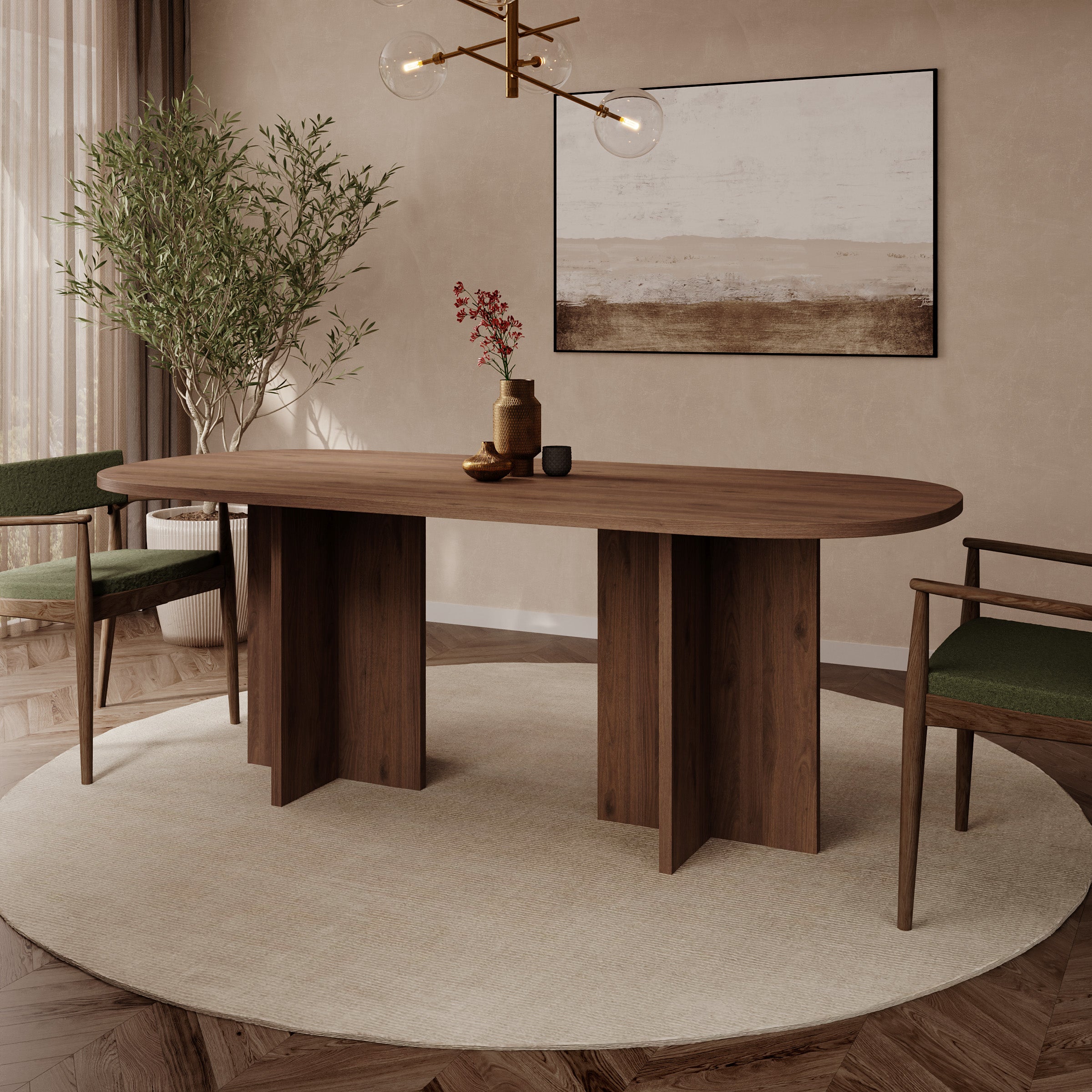 Langley - Eetkamertafel - Walnootpatroon - 204x90x75 cm