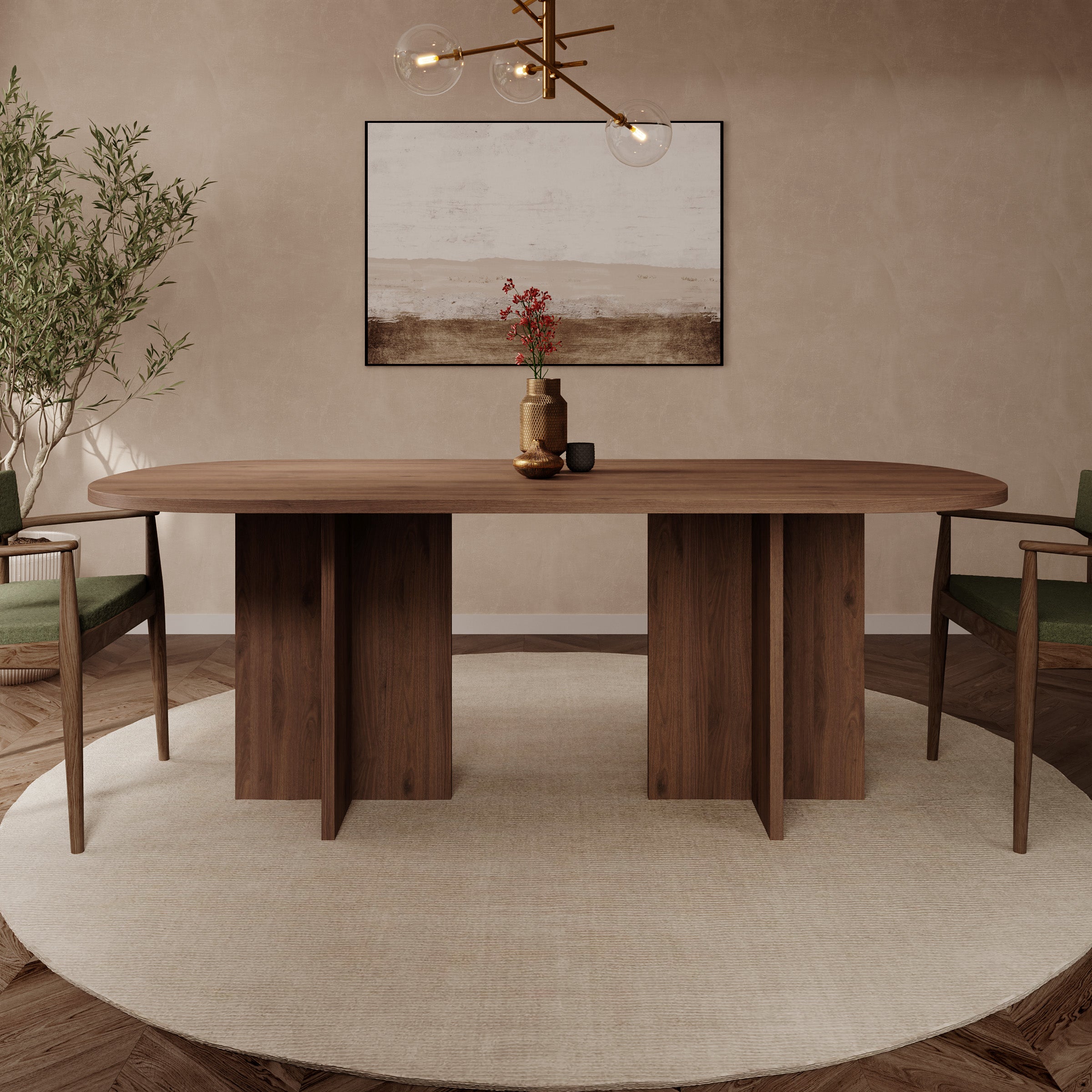 Langley - Eetkamertafel - Walnootpatroon - 204x90x75 cm