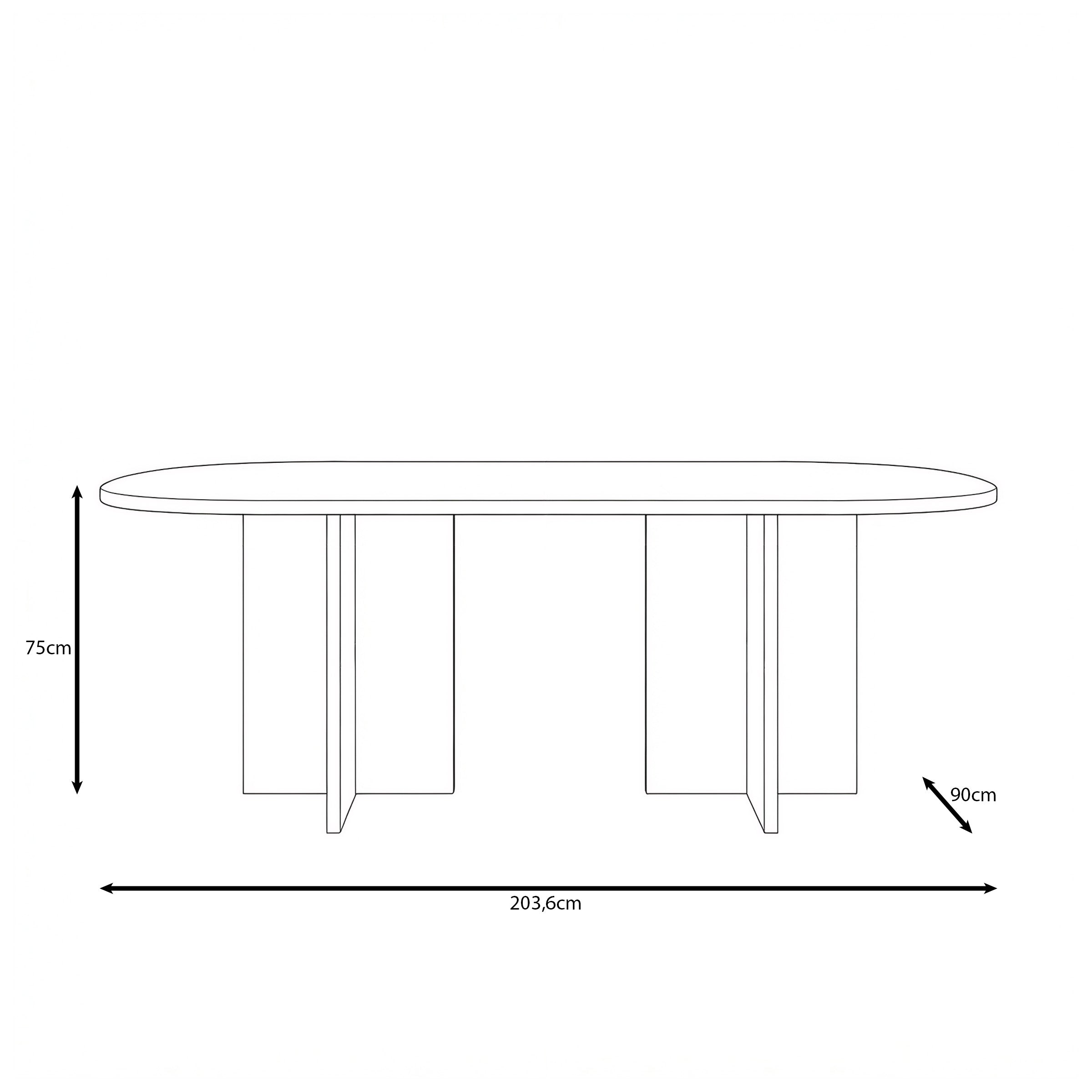 Langley - Eetkamertafel - Zwart eikenpatroon - 204x90x75 cm