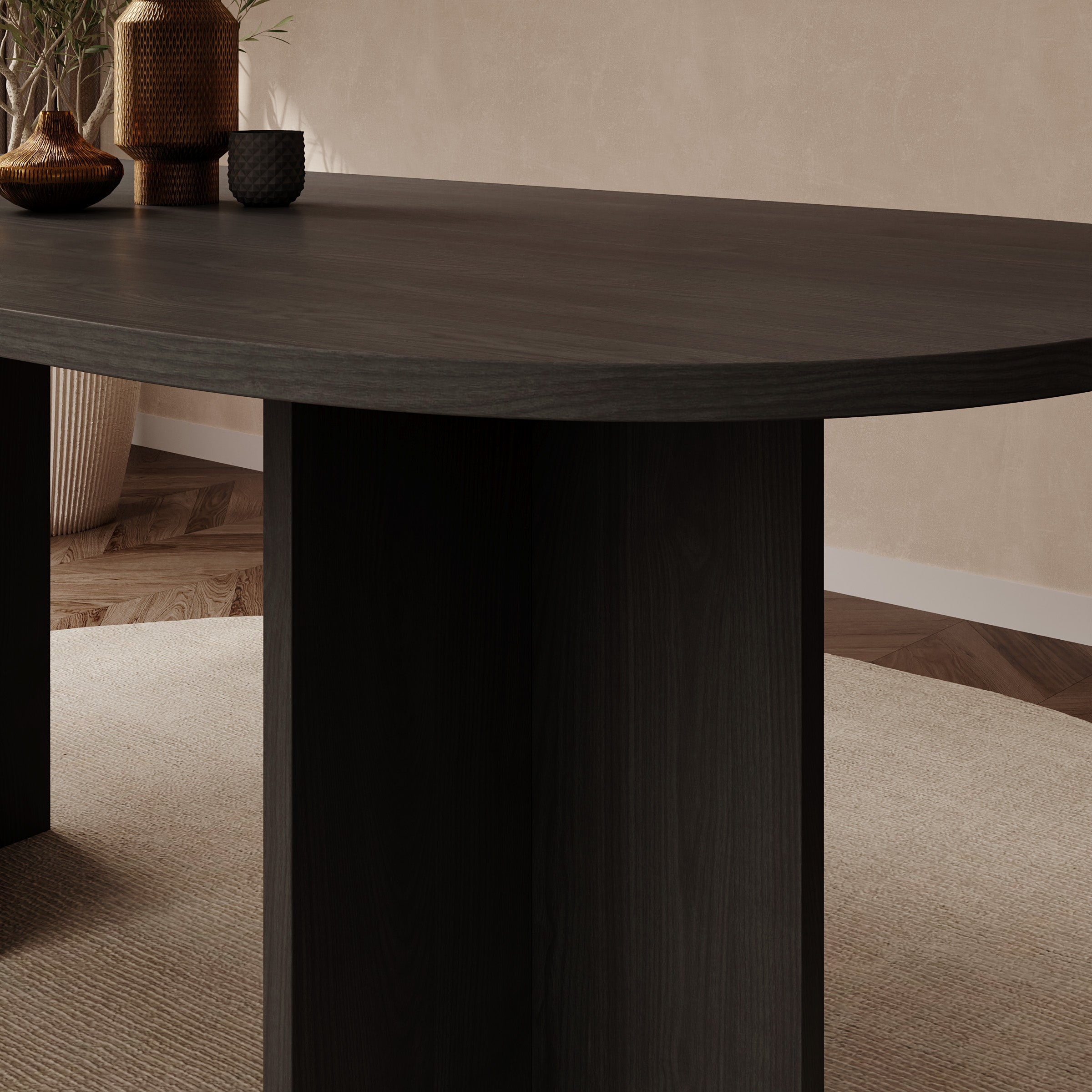 Langley - Eetkamertafel - Zwart eikenpatroon - 204x90x75 cm
