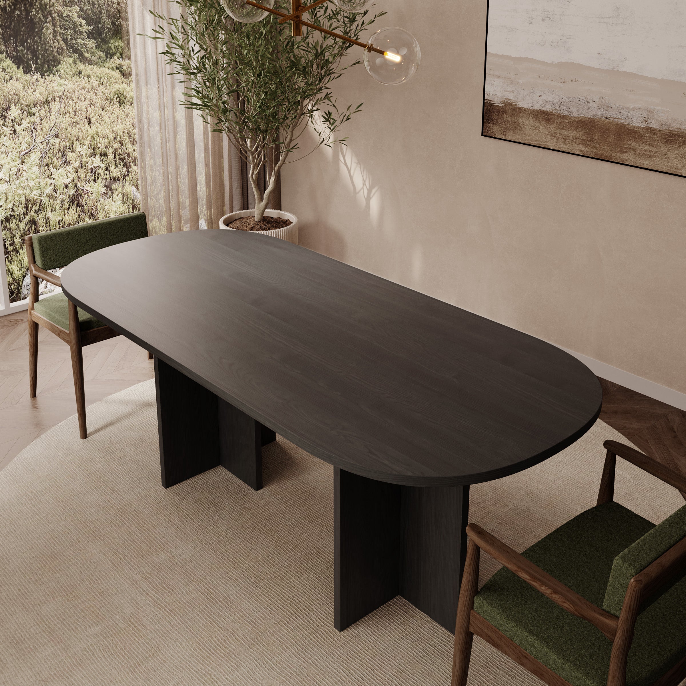 Langley - Eetkamertafel - Zwart eikenpatroon - 204x90x75 cm