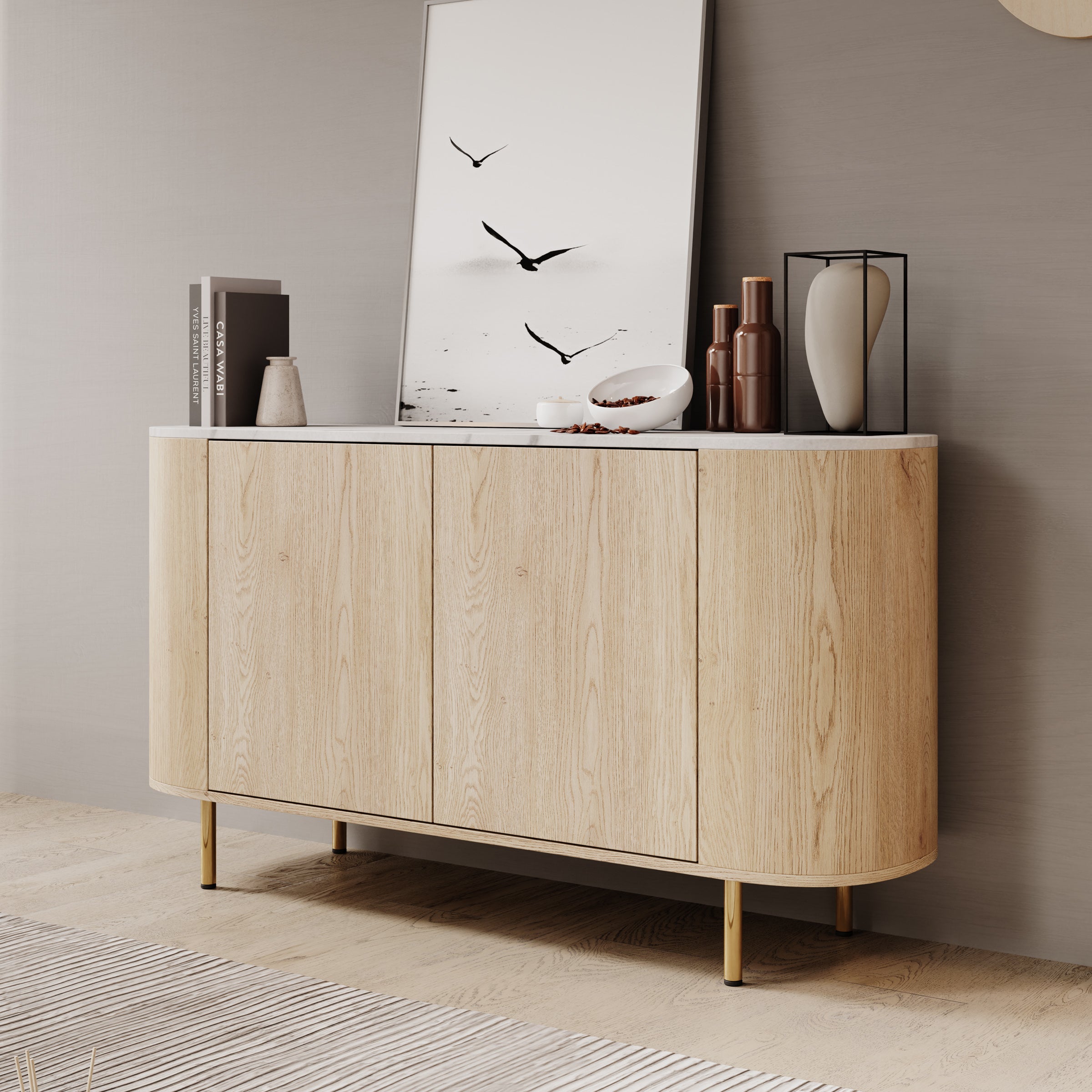 Lauran - Dressoir - Eiken/Wit - 138x40x75 cm