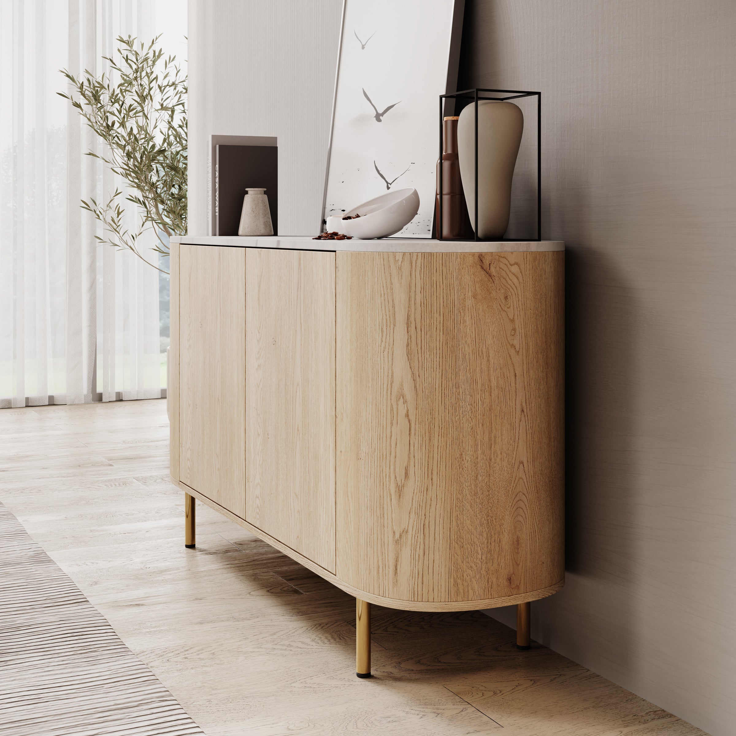 Lauran - Dressoir - Eiken/Wit - 138x40x75 cm