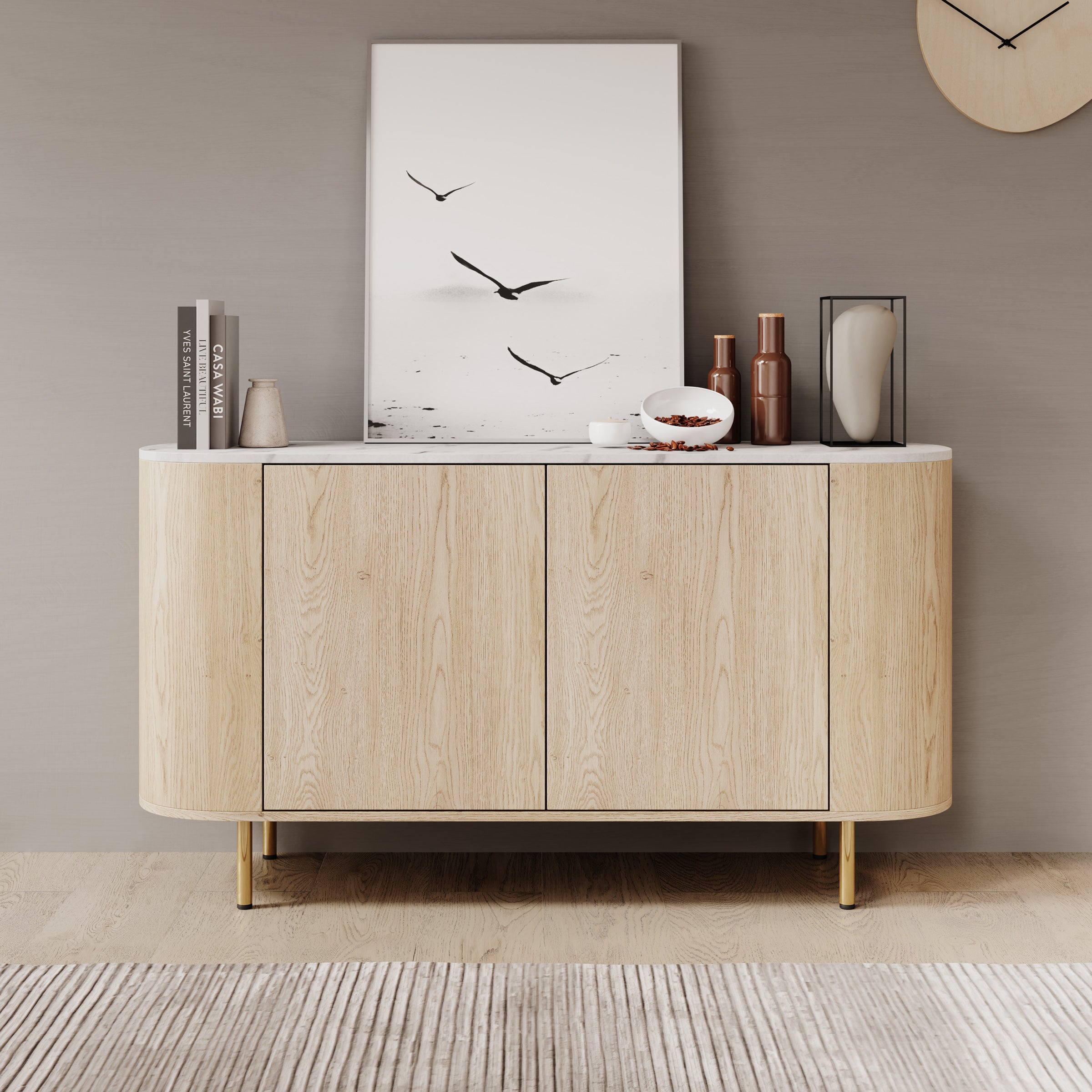 Lauran - Dressoir - Eiken/Wit - 138x40x75 cm