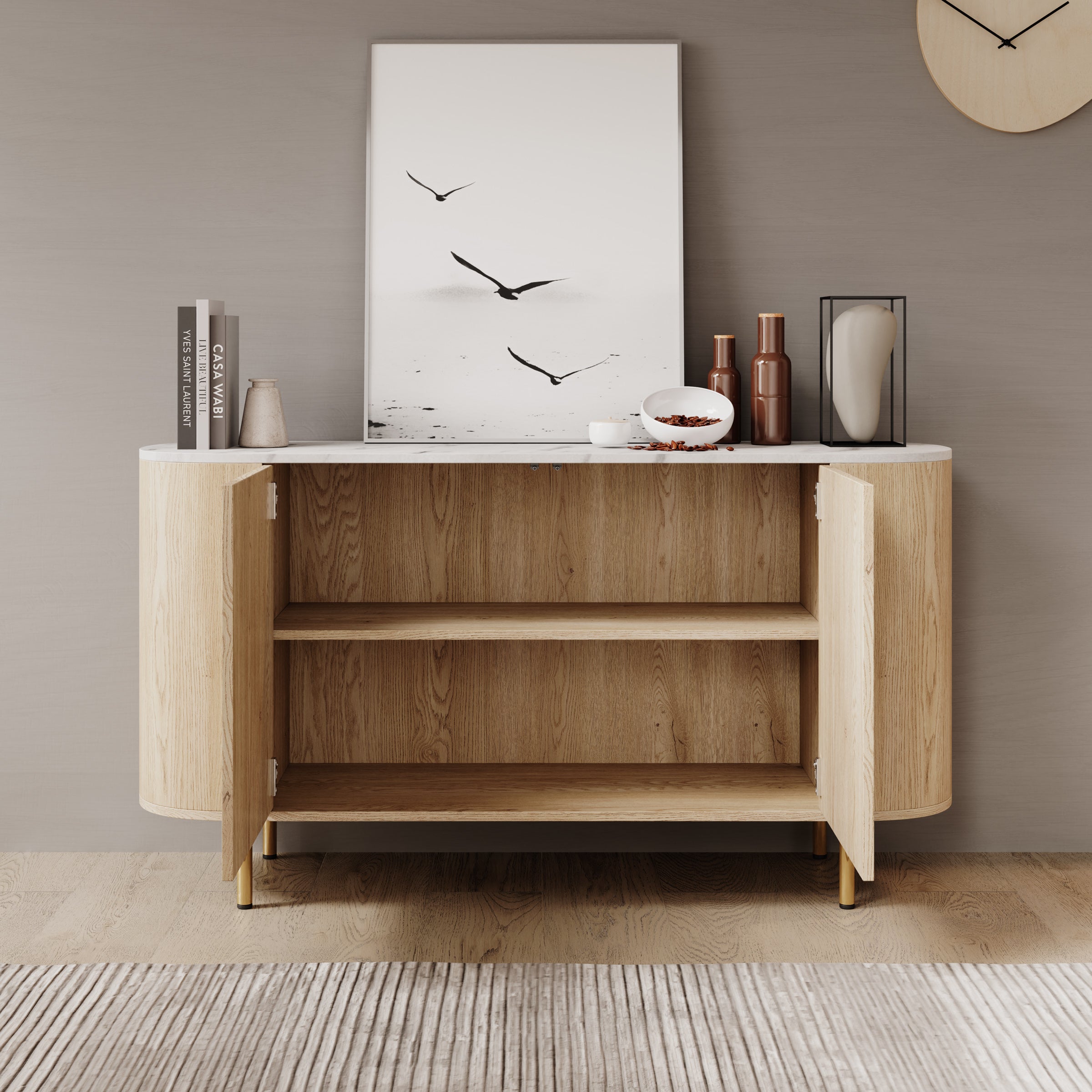 Lauran - Dressoir - Eiken/Wit - 138x40x75 cm