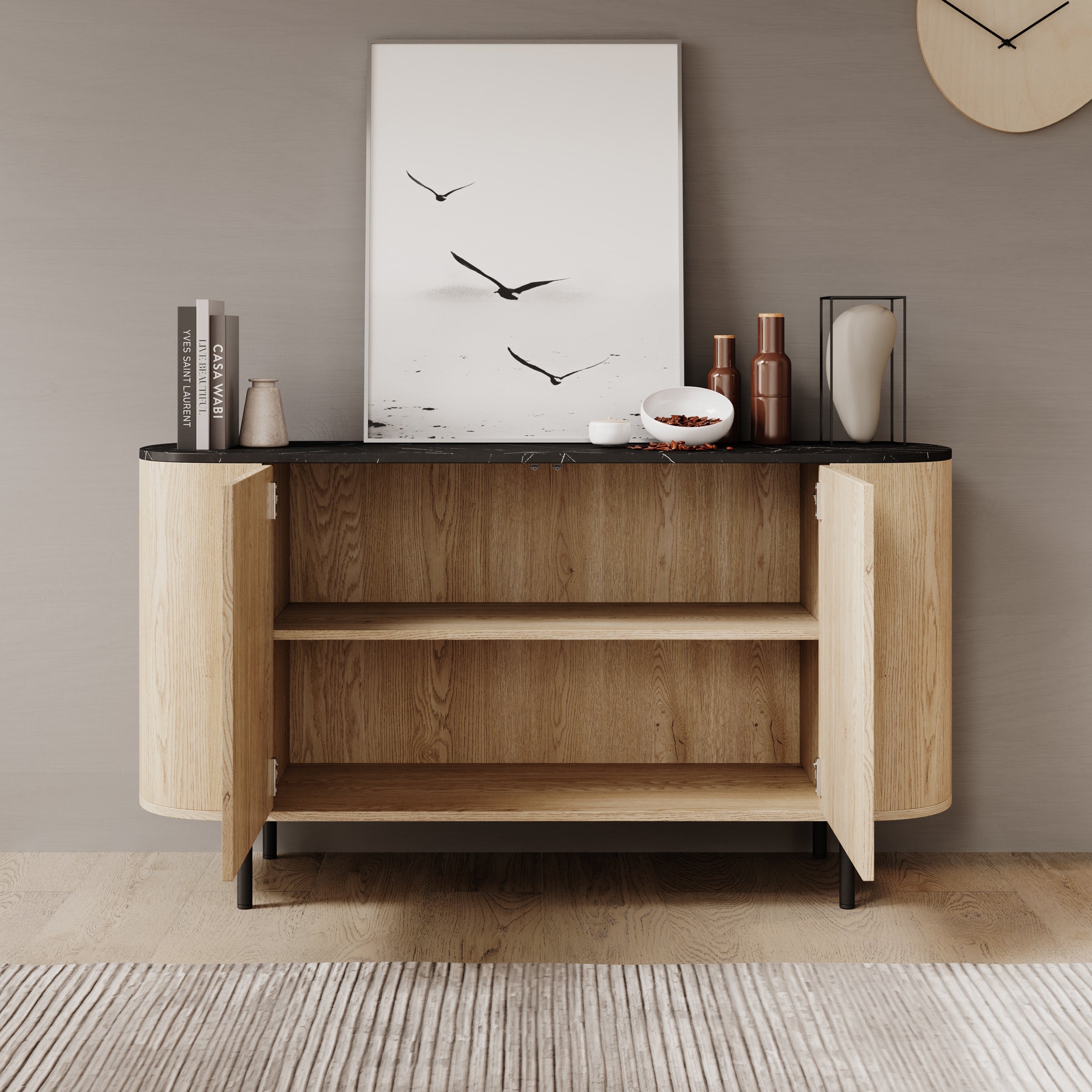 Lauran - Dressoir - Eiken/Zwart - 138x40x75 cm