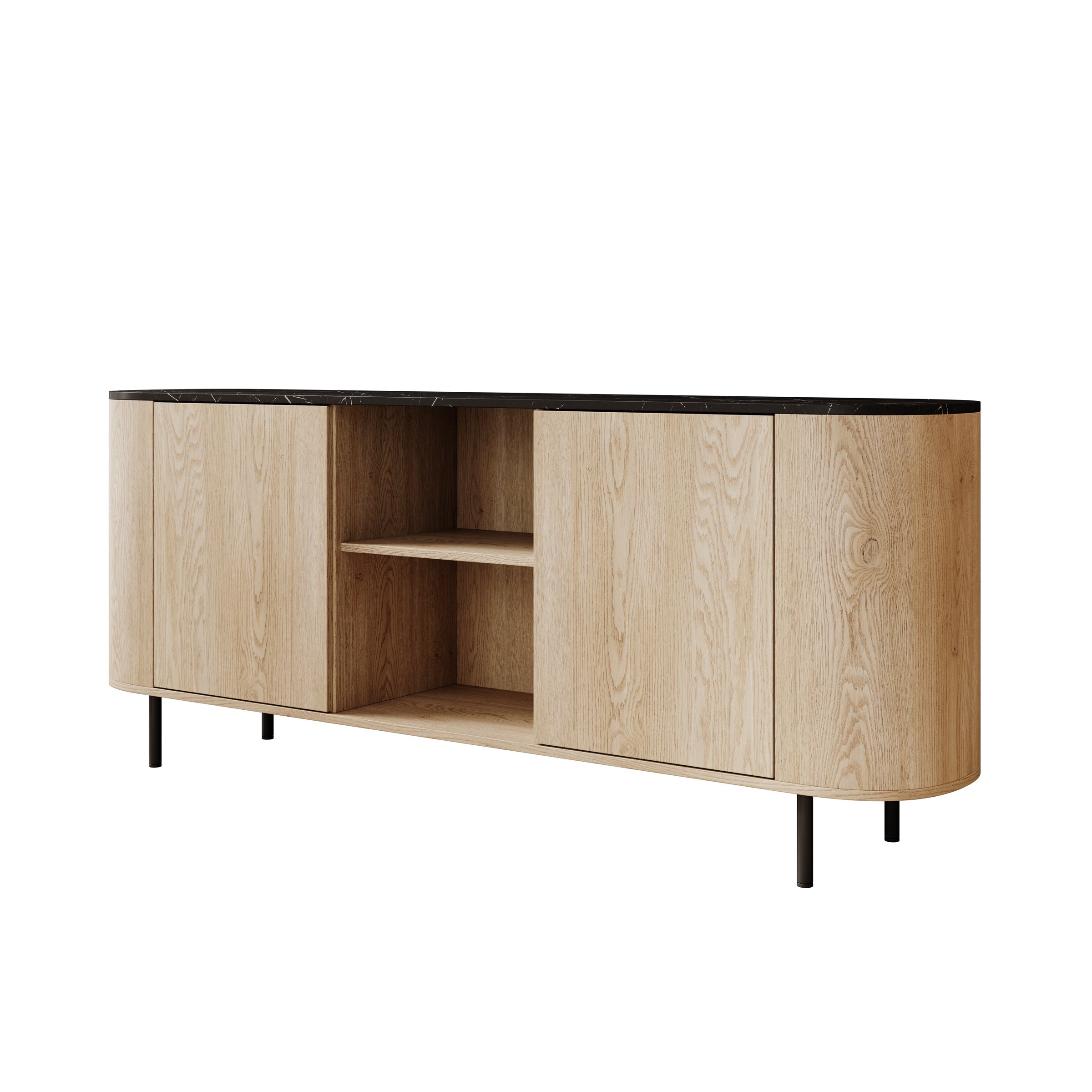 Lauran - Dressoir - Eiken/Zwart - 183x40x75 cm