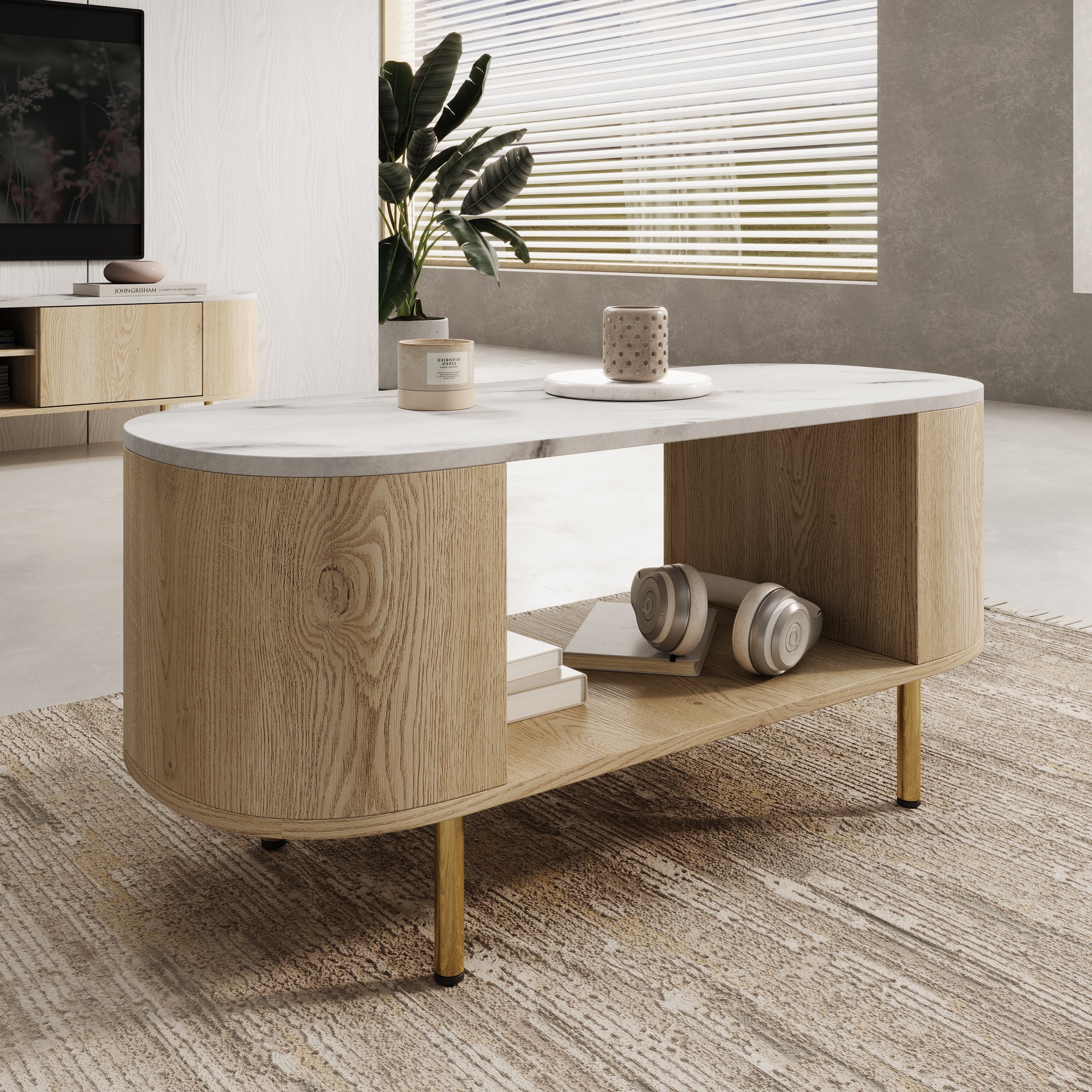 Lauran - Salontafel - Eiken/Wit - 100x51x45 cm