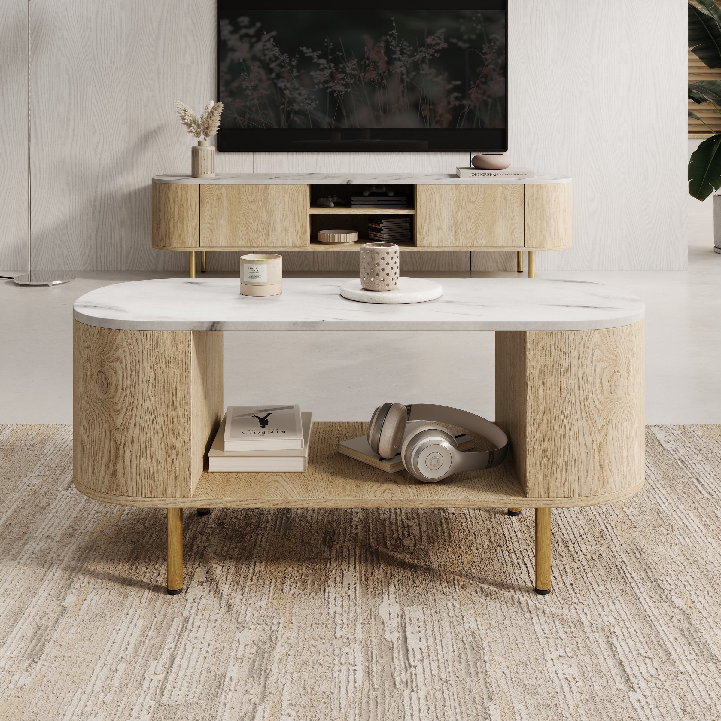 Lauran - Salontafel - Eiken/Wit - 100x51x45 cm