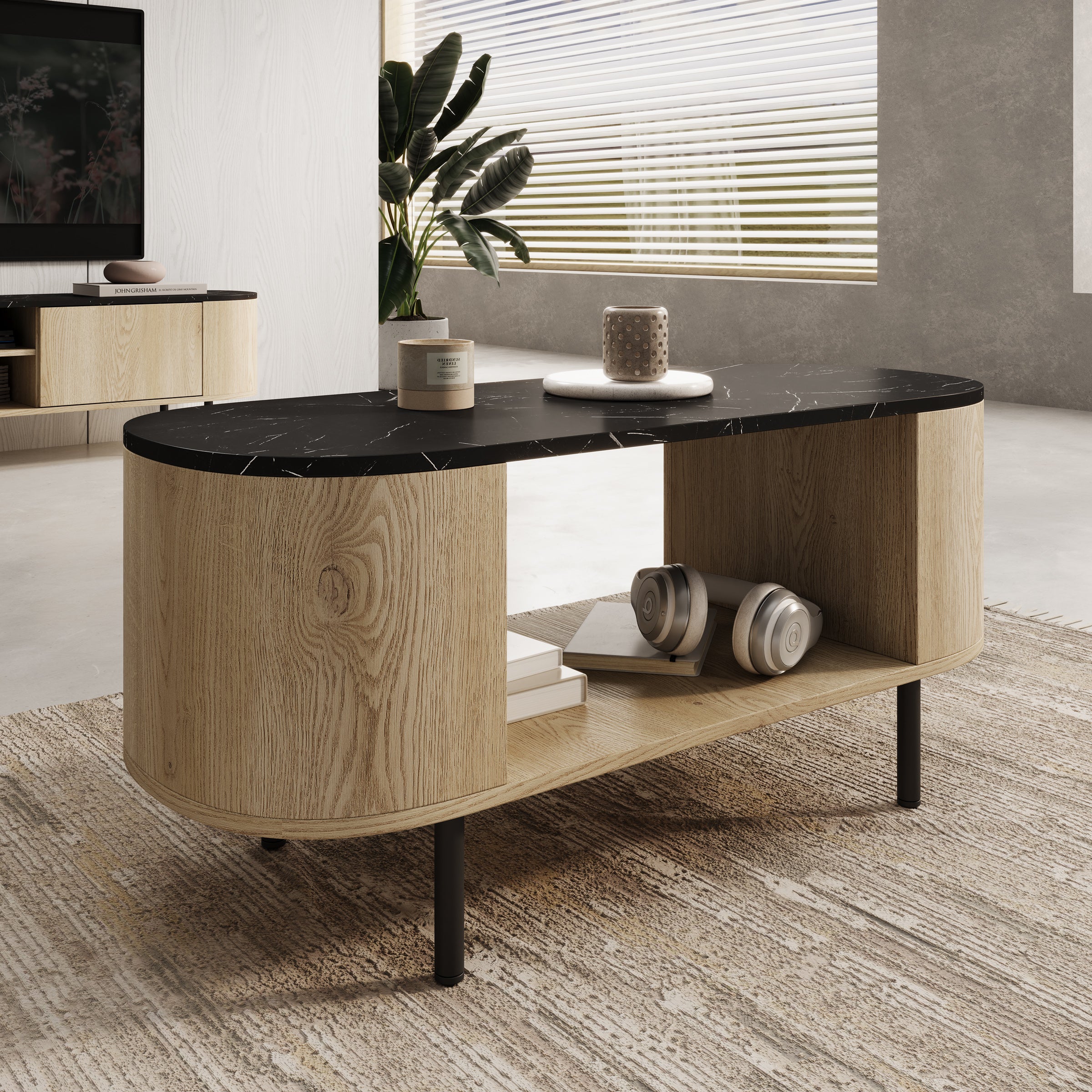 Lauran - Salontafel - Eiken/Zwart - 100x51x45 cm