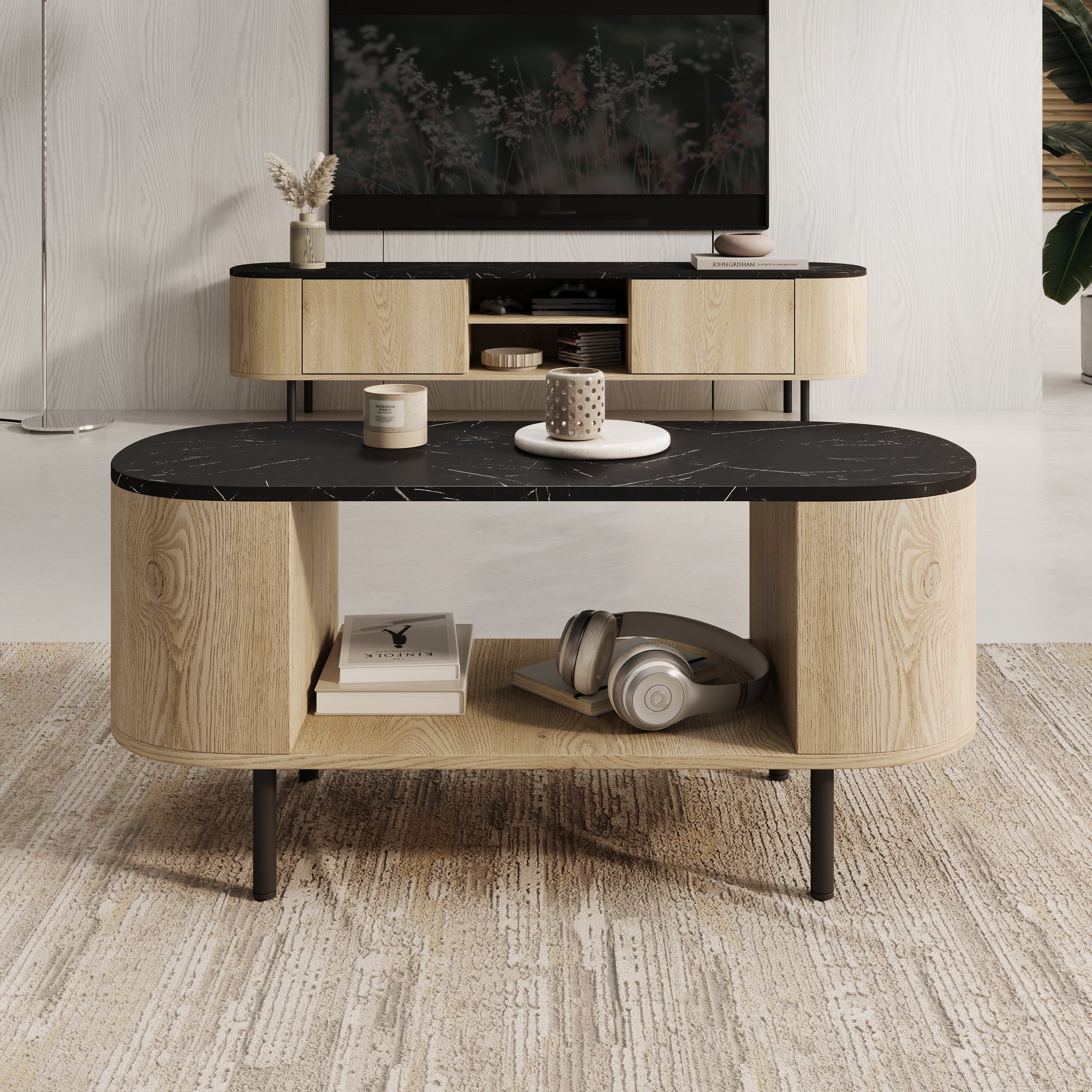 Lauran - Salontafel - Eiken/Zwart - 100x51x45 cm