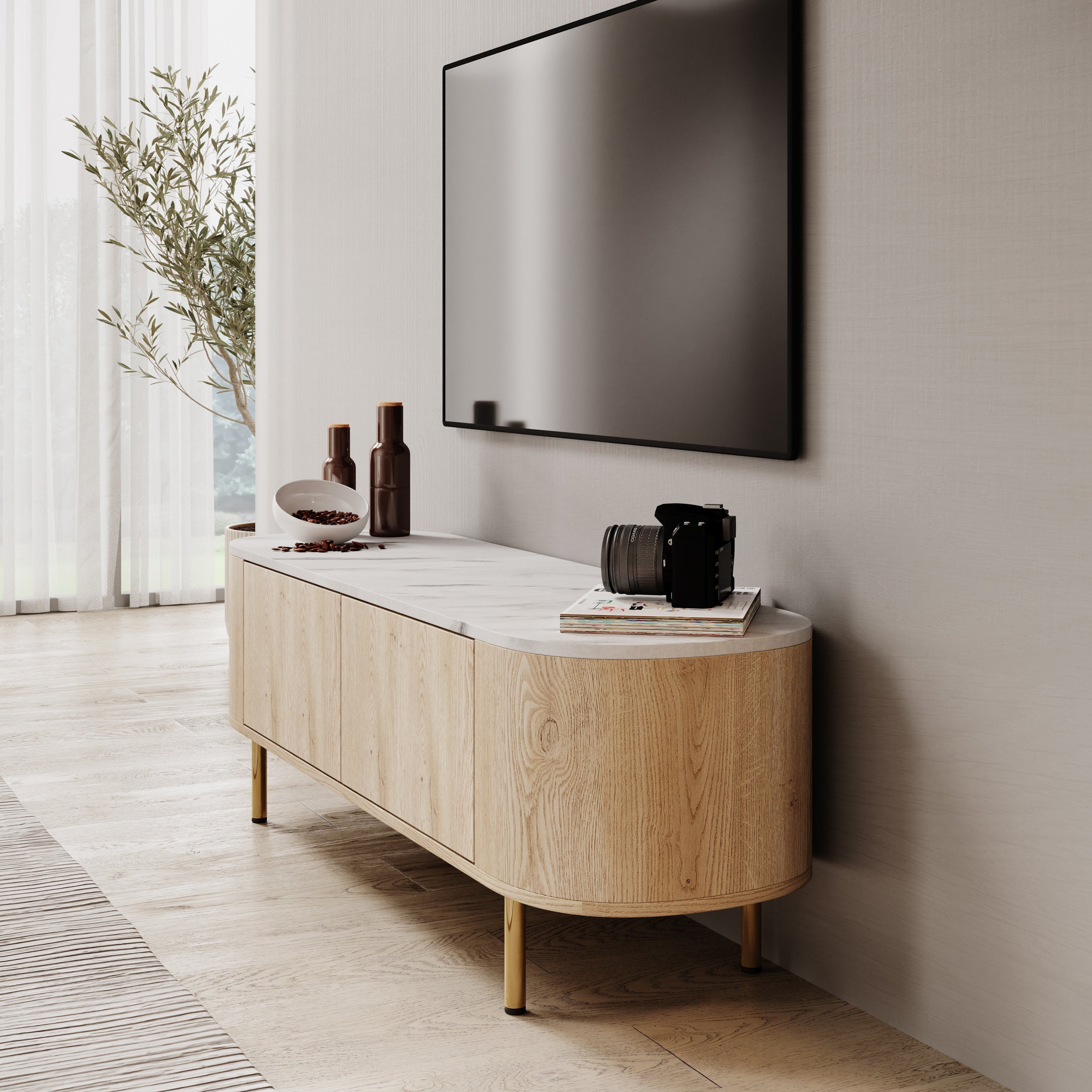 Lauran - TV-Meubel - Eiken/Wit - 140x40x45 cm