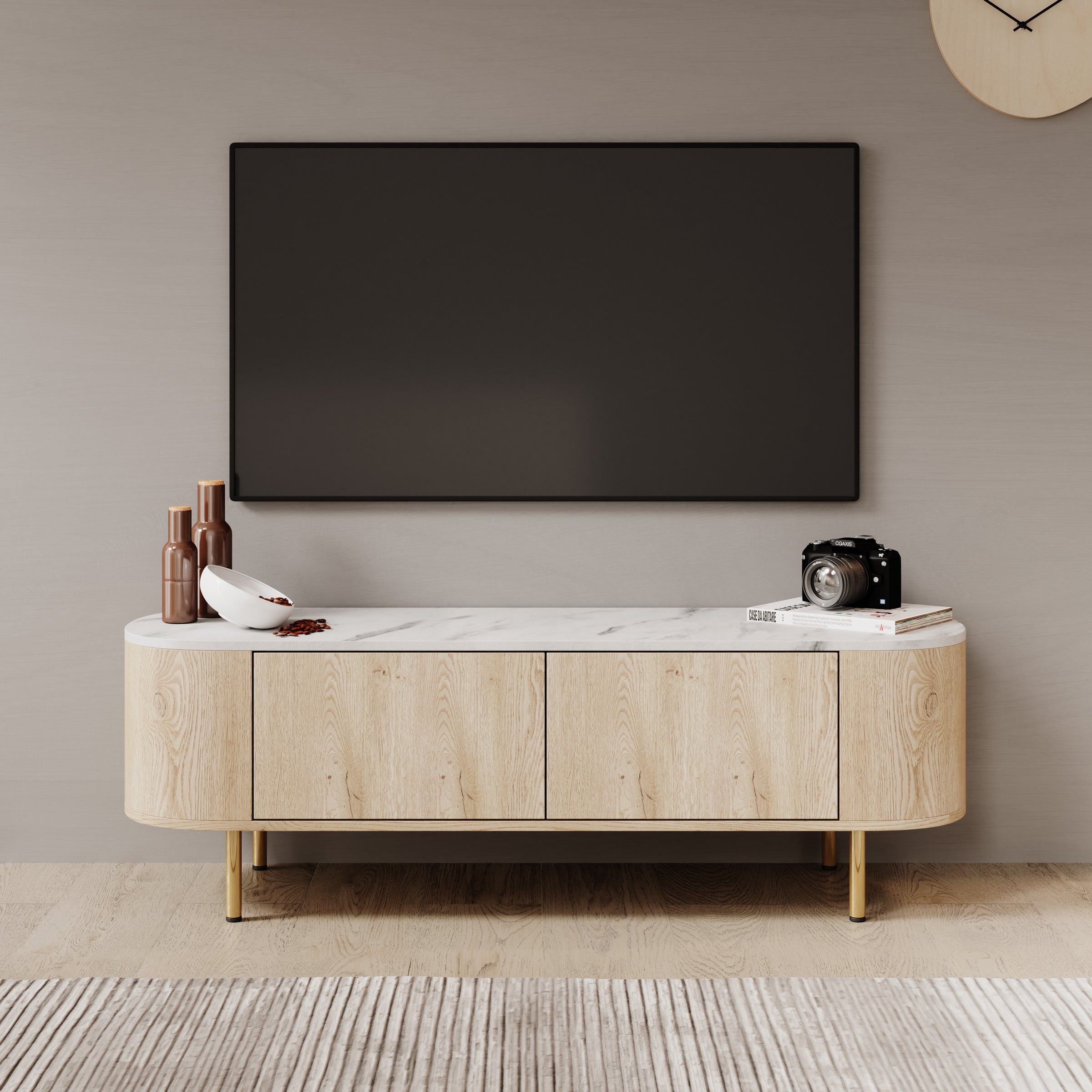 Lauran - TV-Meubel - Eiken/Wit - 140x40x45 cm