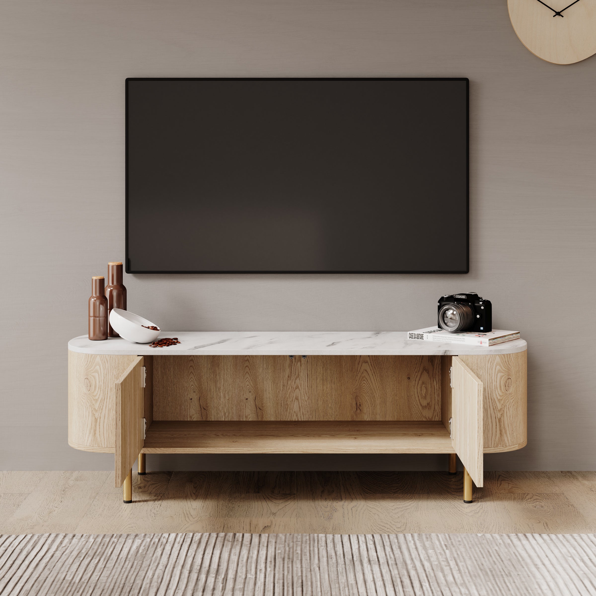 Lauran - TV-Meubel - Eiken/Wit - 140x40x45 cm