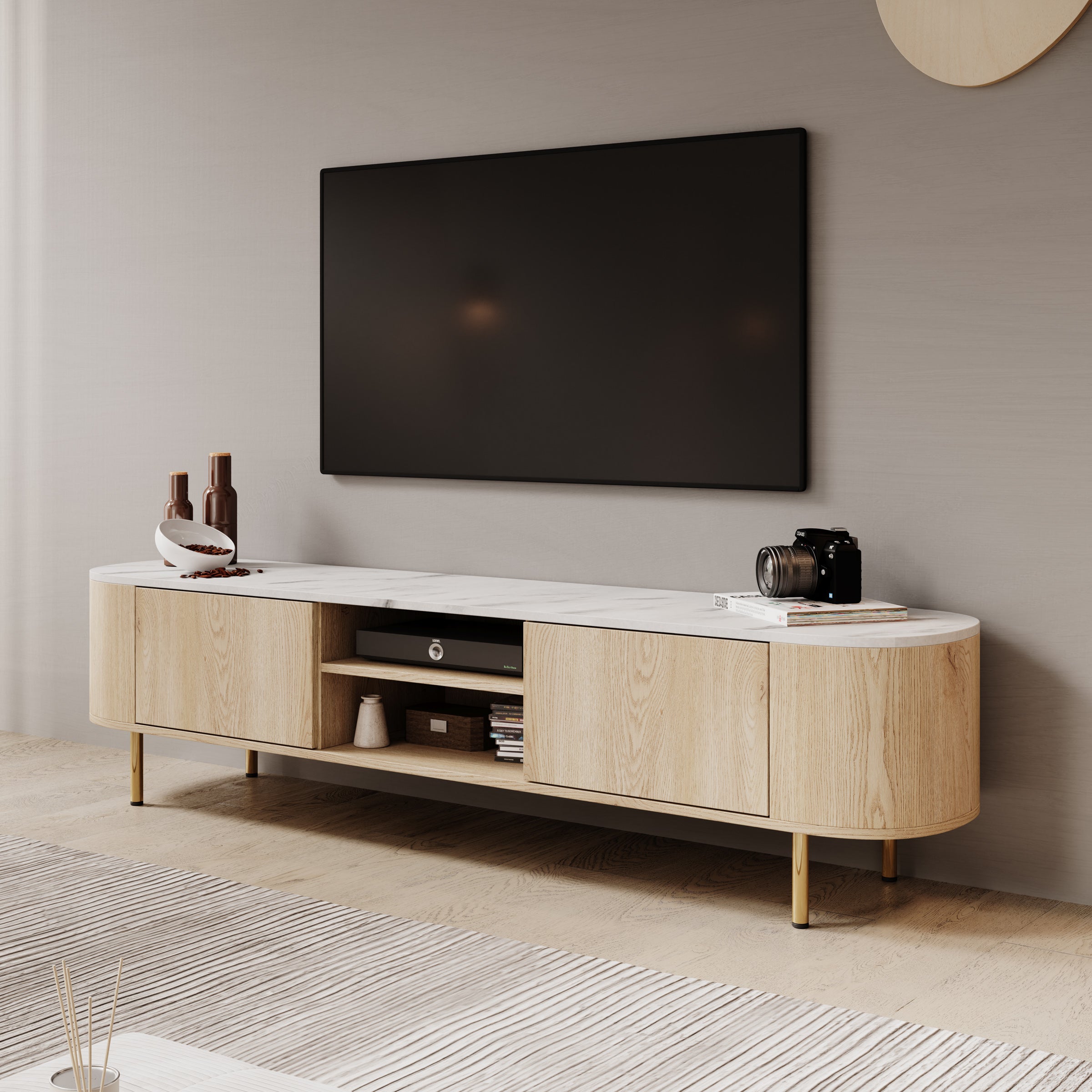 Lauran - TV-Meubel - Eiken/Wit - 180x40x45 cm