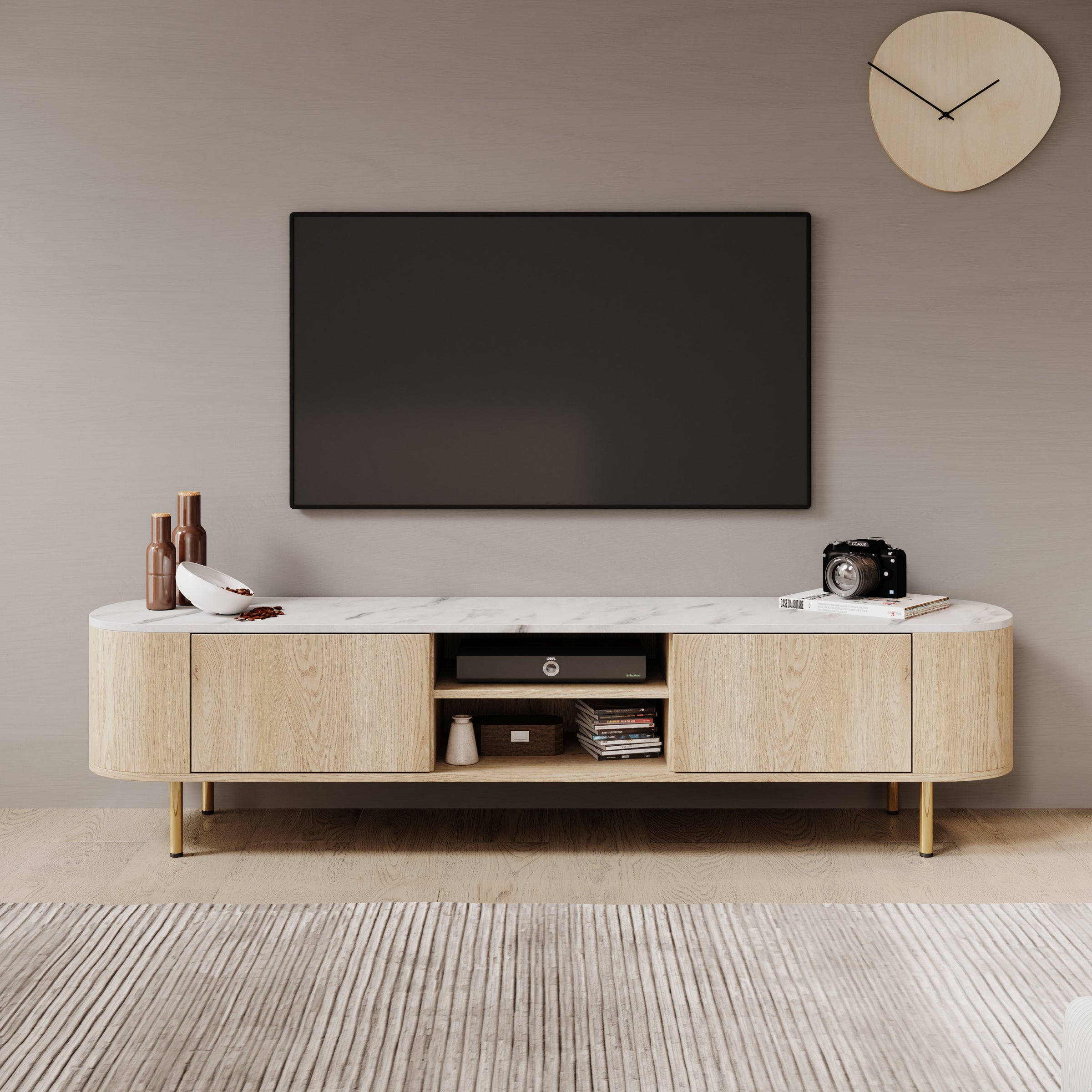 Lauran - TV-Meubel - Eiken/Wit - 180x40x45 cm