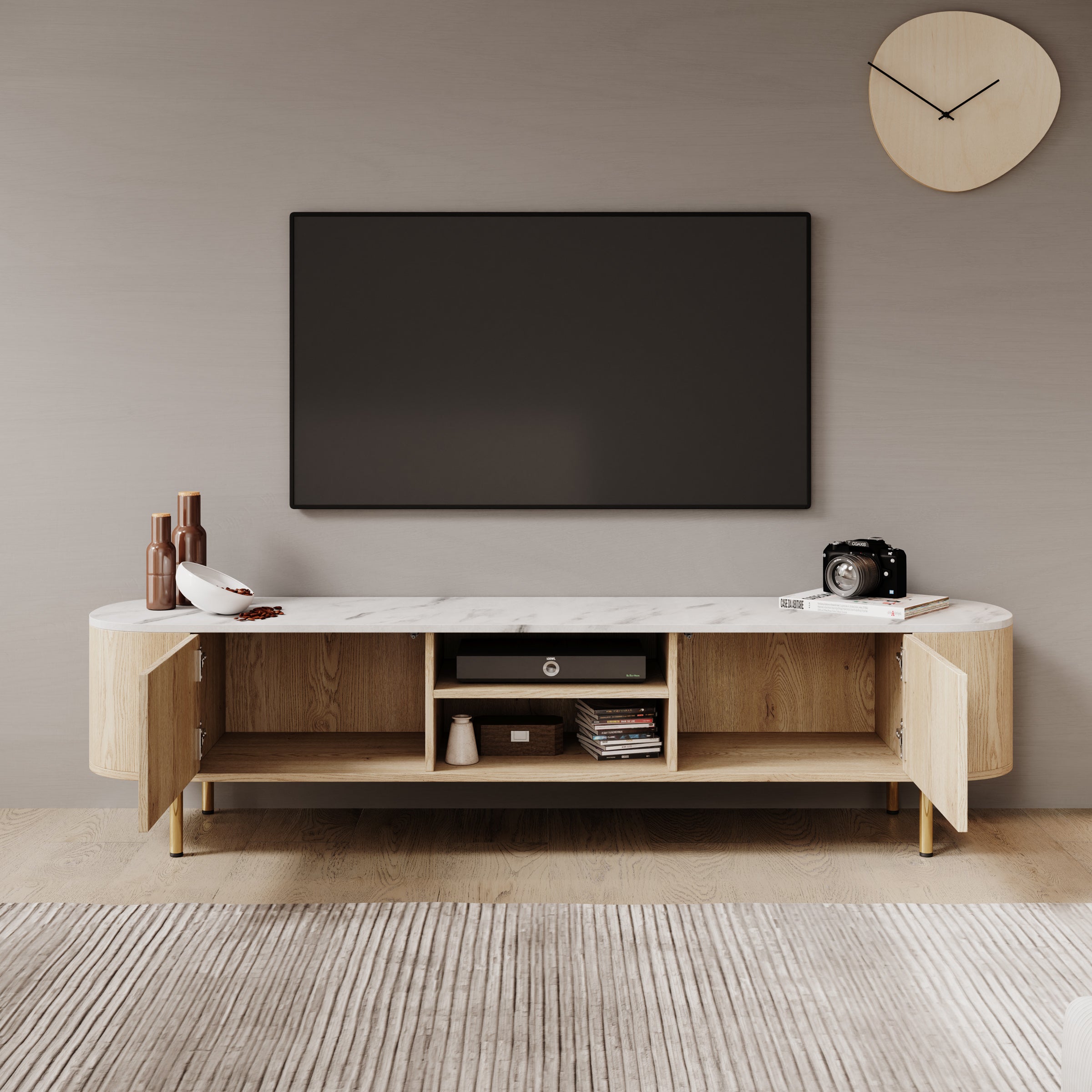 Lauran - TV-Meubel - Eiken/Wit - 180x40x45 cm