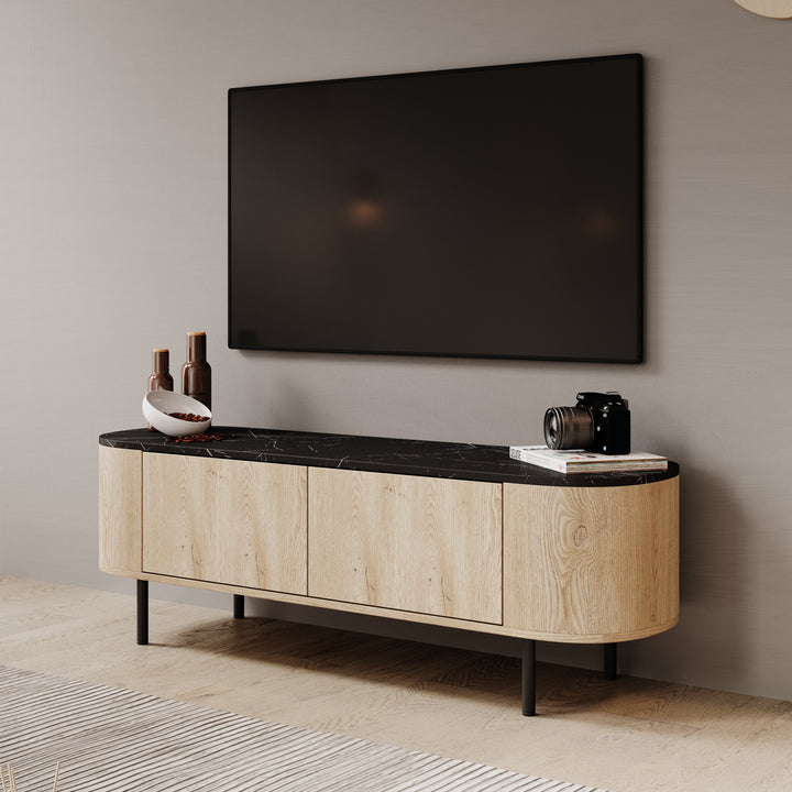 Lauran - TV-Meubel - Eiken/Zwart - 140x40x45 cm