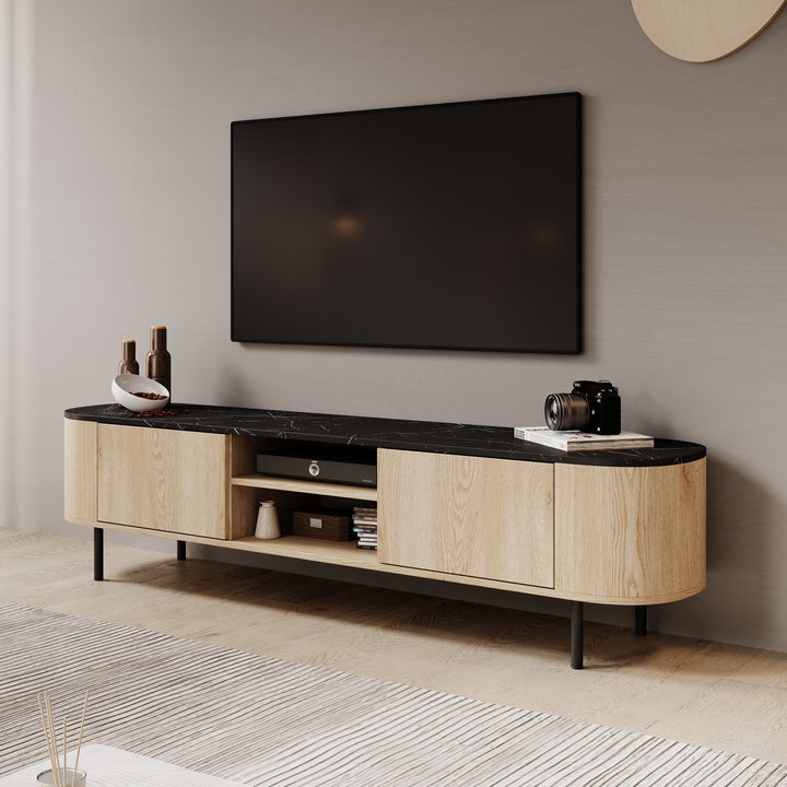 Lauran - TV-Meubel - Eiken/Zwart - 180x40x45 cm