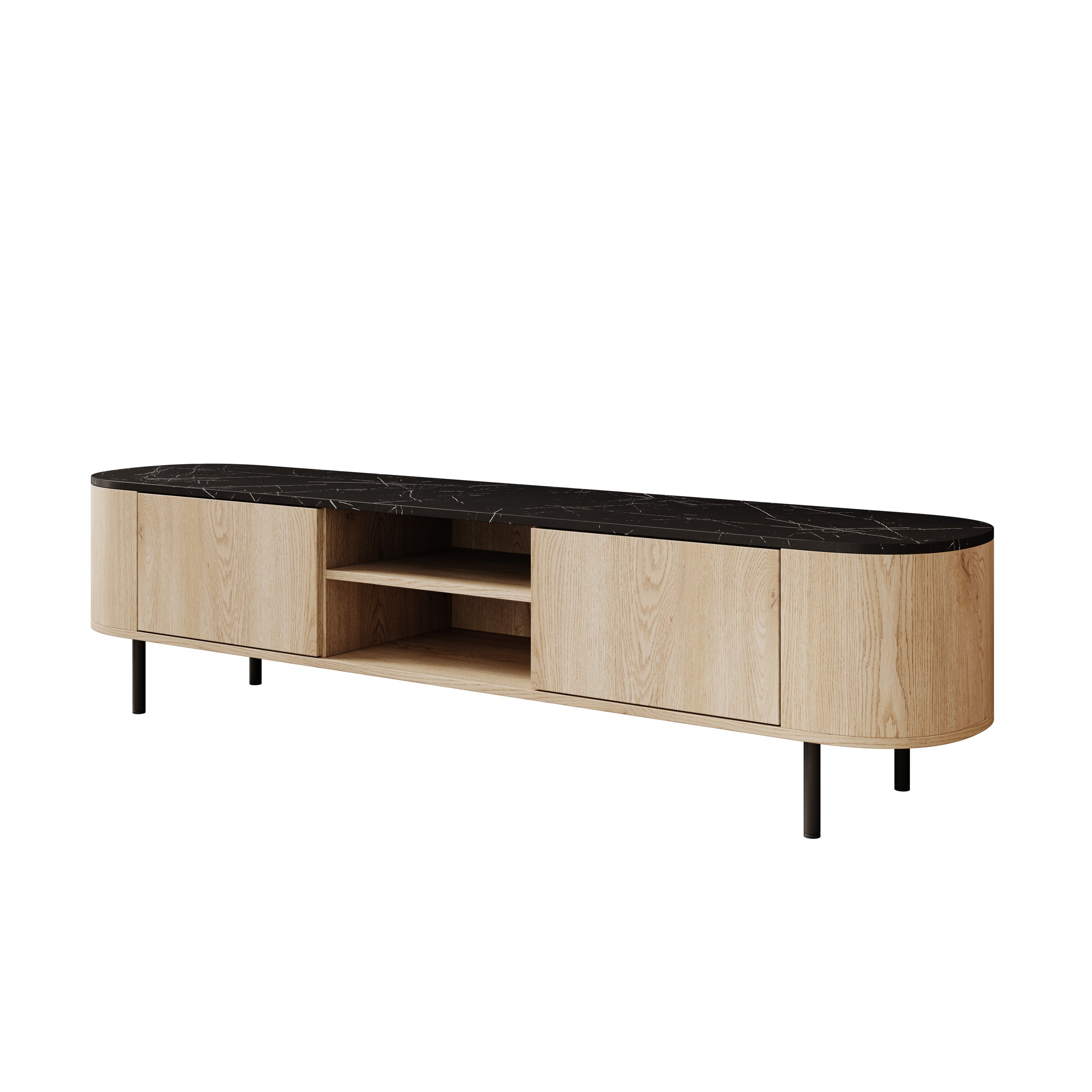 Lauran - TV-Meubel - Eiken/Zwart - 180x40x45 cm