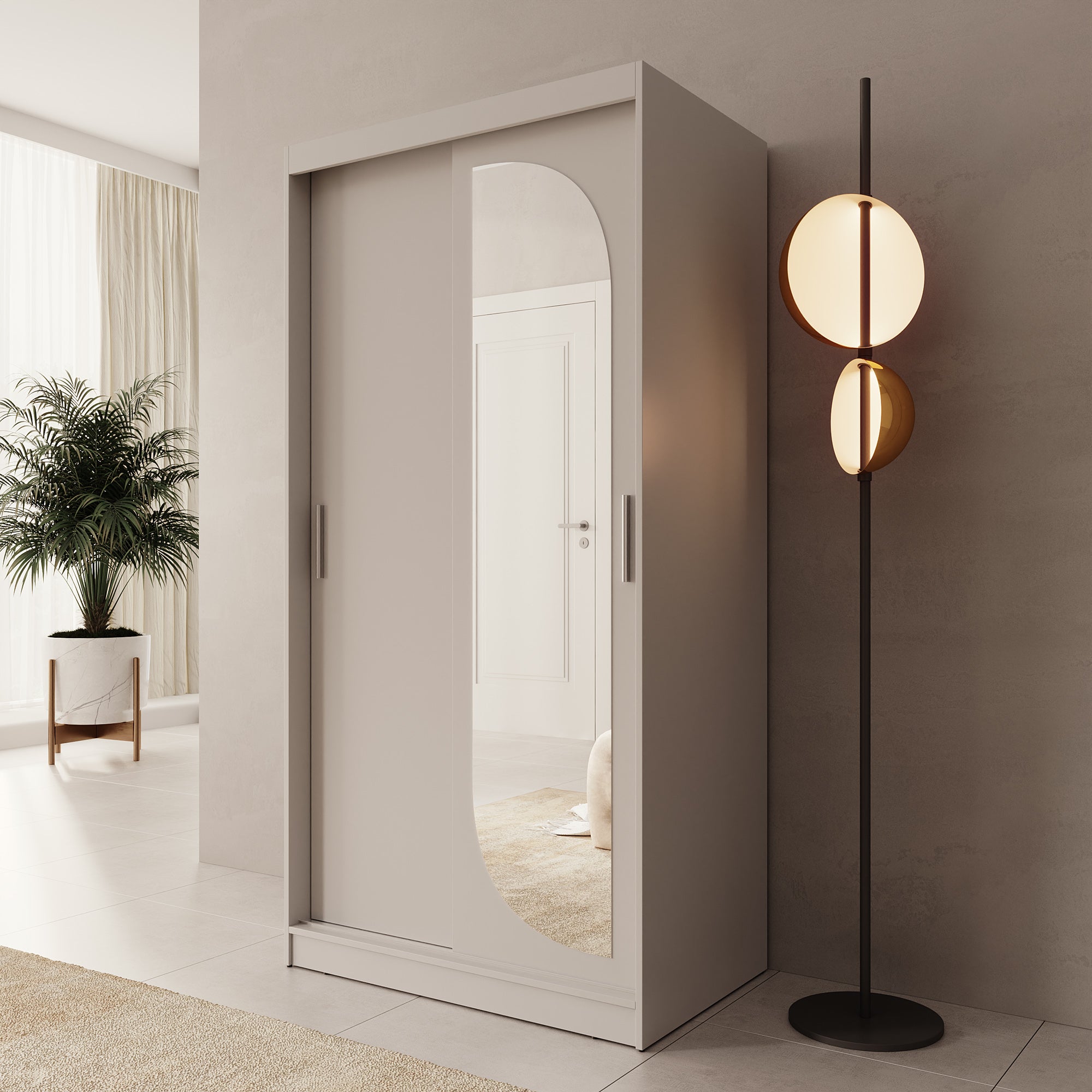 Lava - Kledingkast met 2 schuifdeuren - Beige - 100x62x200 cm