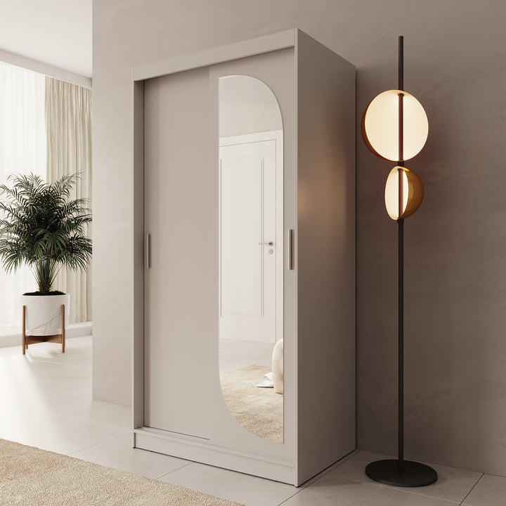 Lava - Kledingkast met 2 schuifdeuren - Beige - 100x62x200 cm