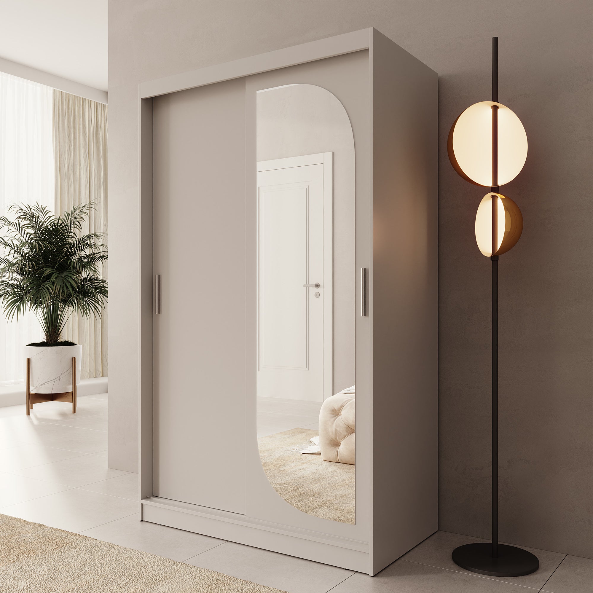 Lava - Kledingkast met 2 schuifdeuren - Beige - 120x62x200 cm