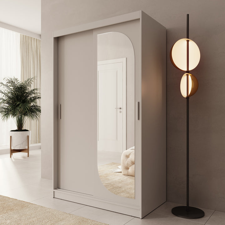 Lava - Kledingkast met 2 schuifdeuren - Beige - 120x62x200 cm