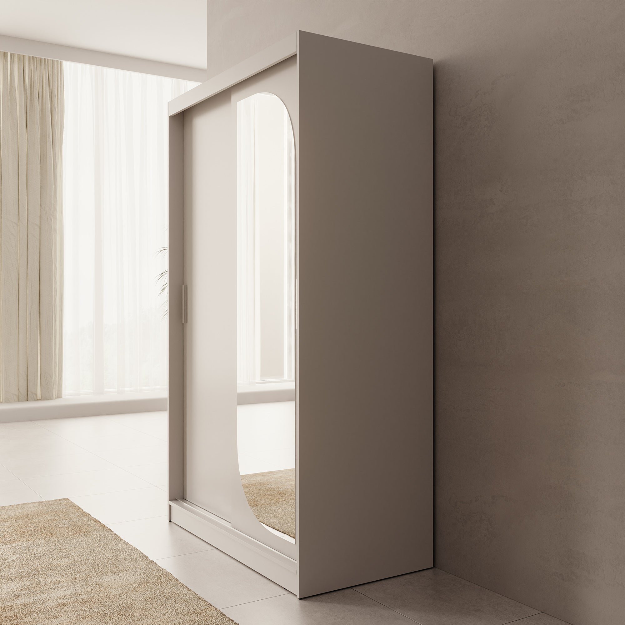 Lava - Kledingkast met 2 schuifdeuren - Beige - 120x62x200 cm
