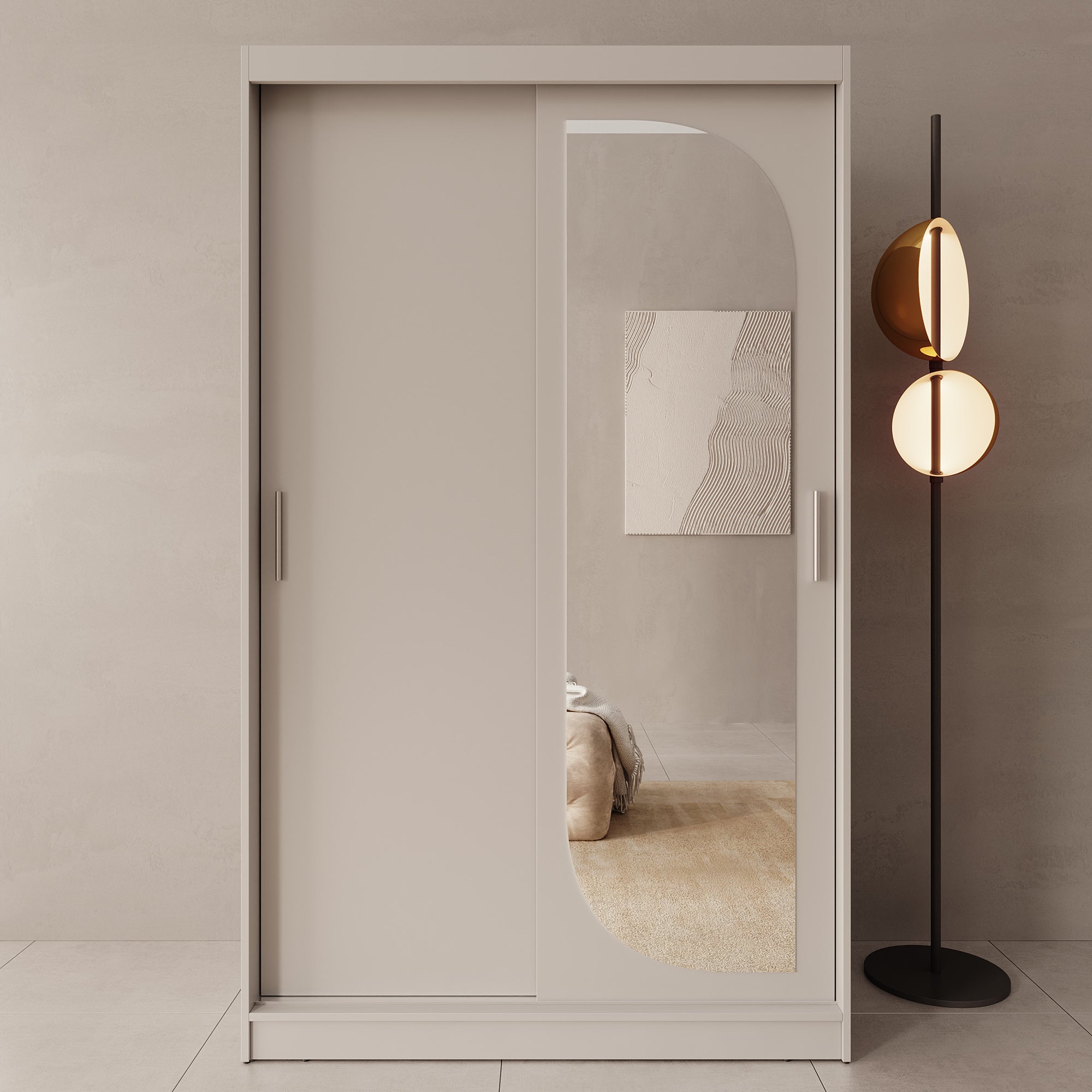 Lava - Kledingkast met 2 schuifdeuren - Beige - 120x62x200 cm