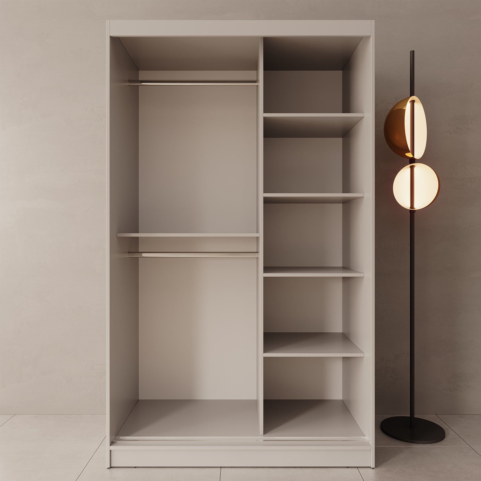 Lava - Kledingkast met 2 schuifdeuren - Beige - 120x62x200 cm