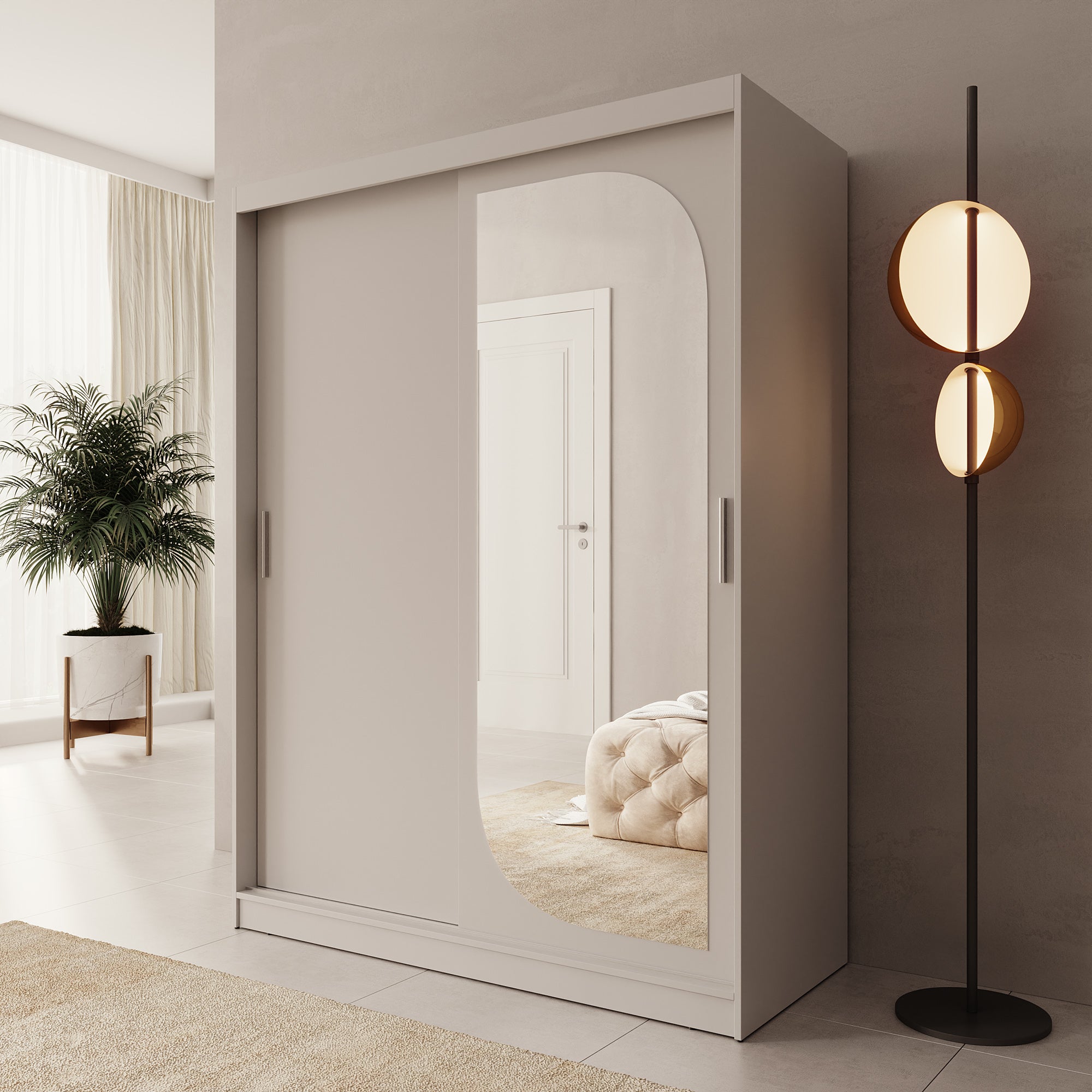 Lava - Kledingkast met 2 schuifdeuren - Beige - 150x62x200 cm