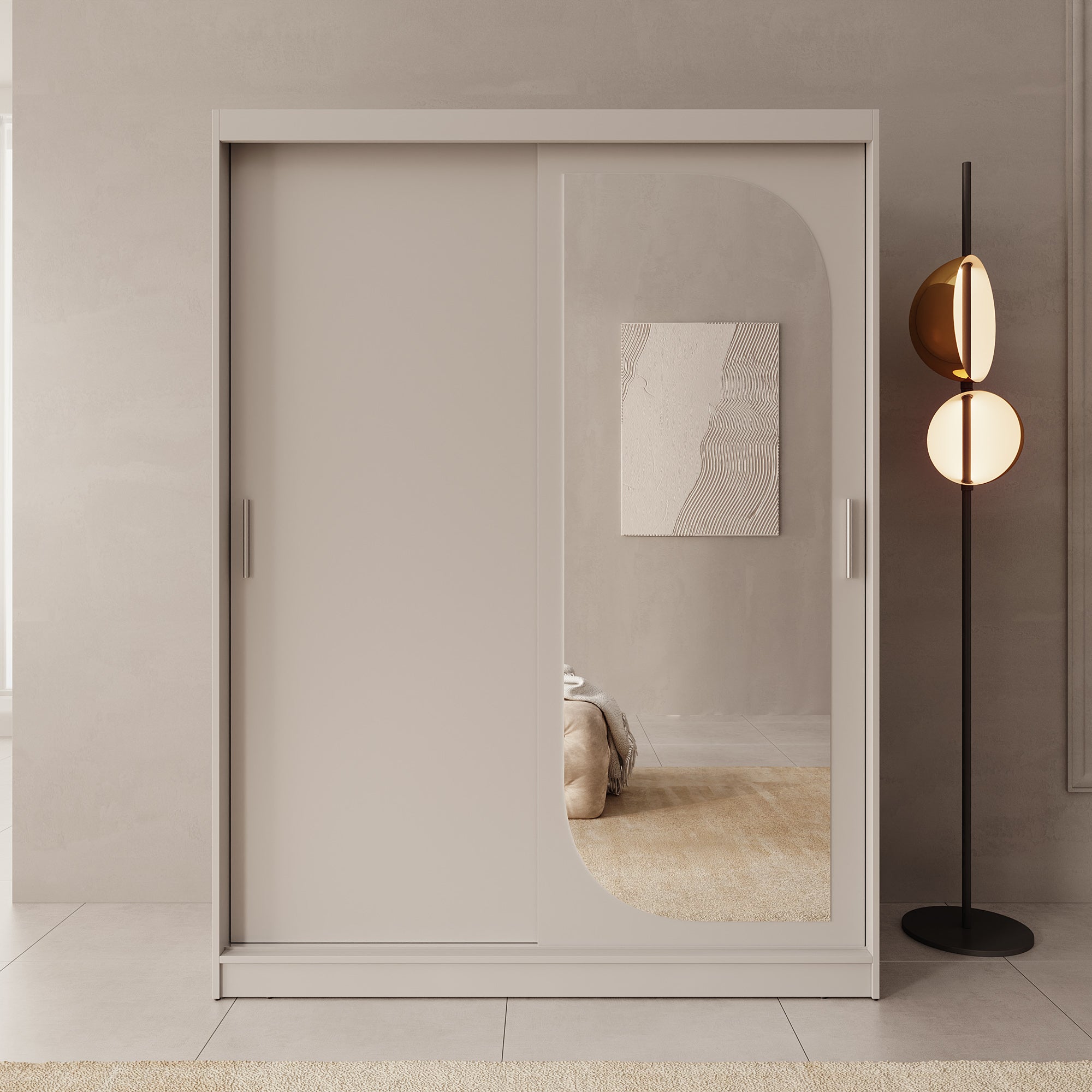 Lava - Kledingkast met 2 schuifdeuren - Beige - 150x62x200 cm