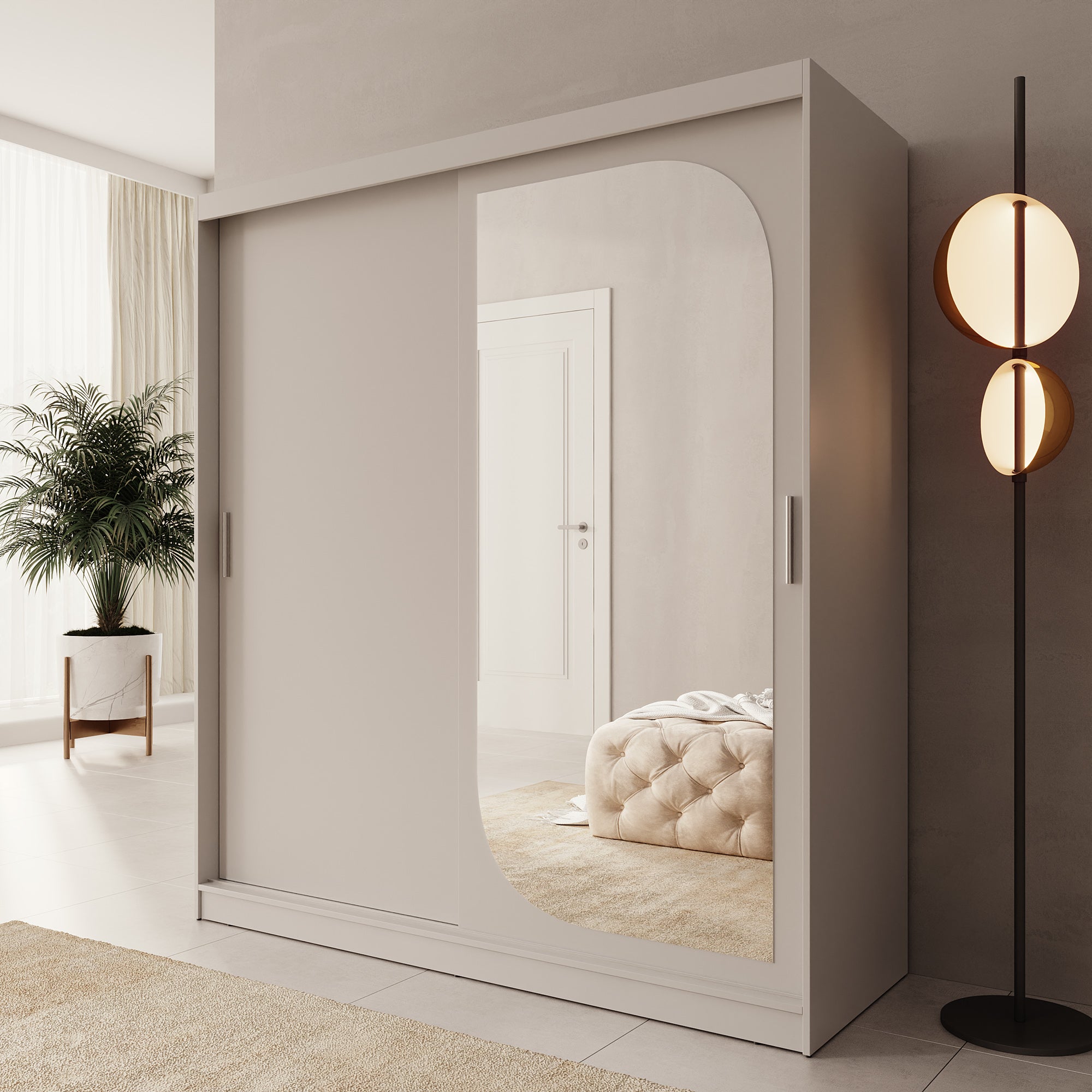 Lava - Kledingkast met 2 schuifdeuren - Beige - 180x62x200 cm