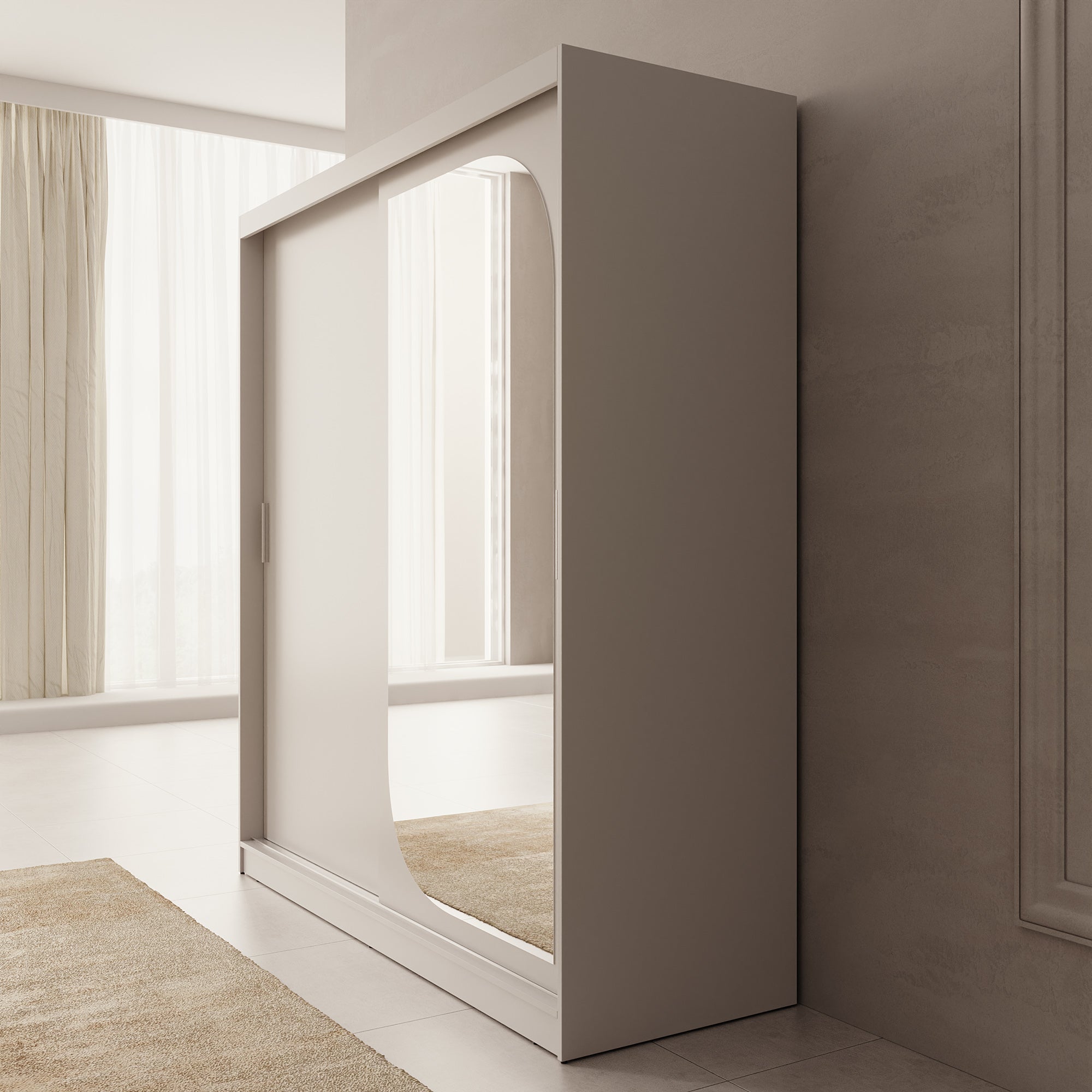 Lava - Kledingkast met 2 schuifdeuren - Beige - 180x62x200 cm