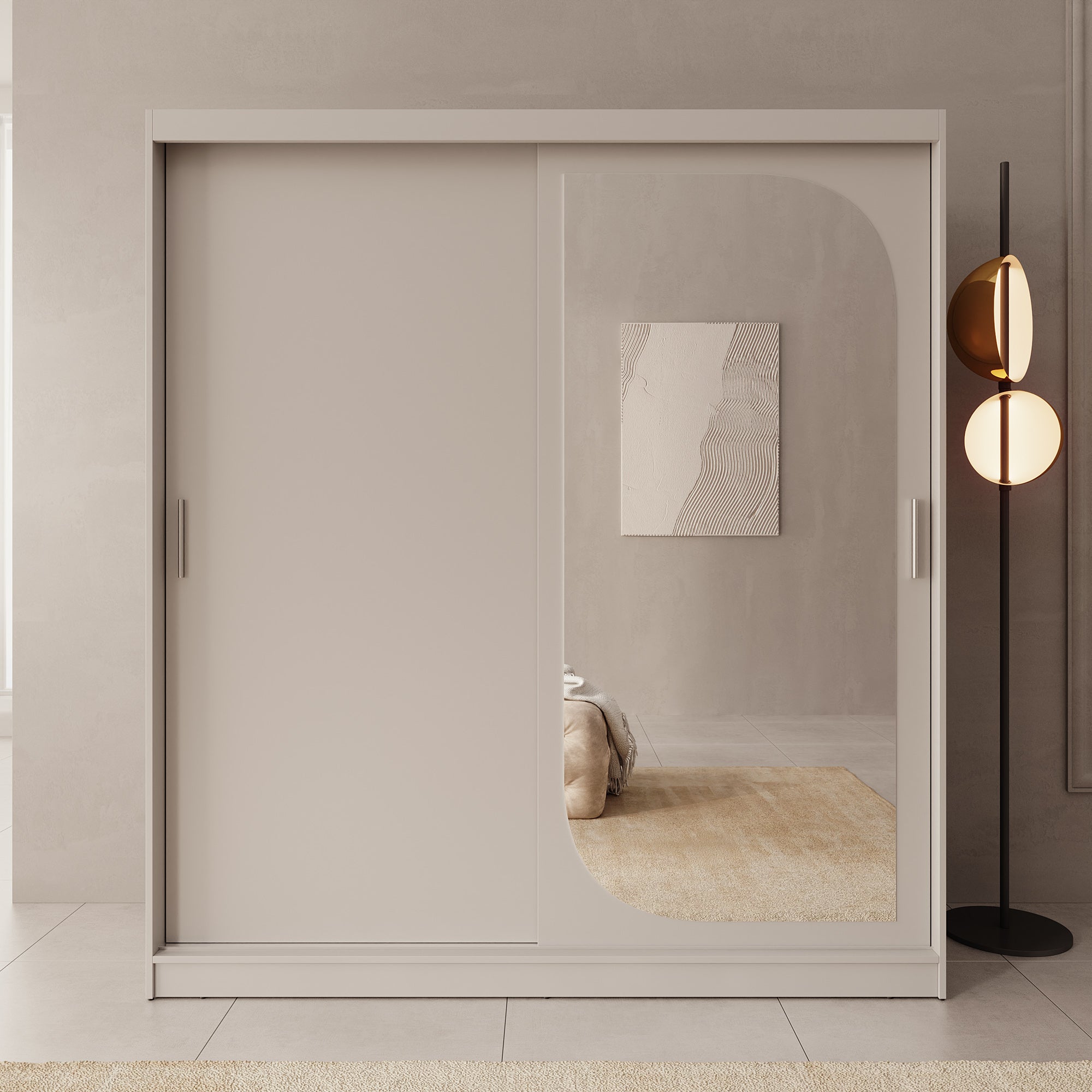 Lava - Kledingkast met 2 schuifdeuren - Beige - 180x62x200 cm