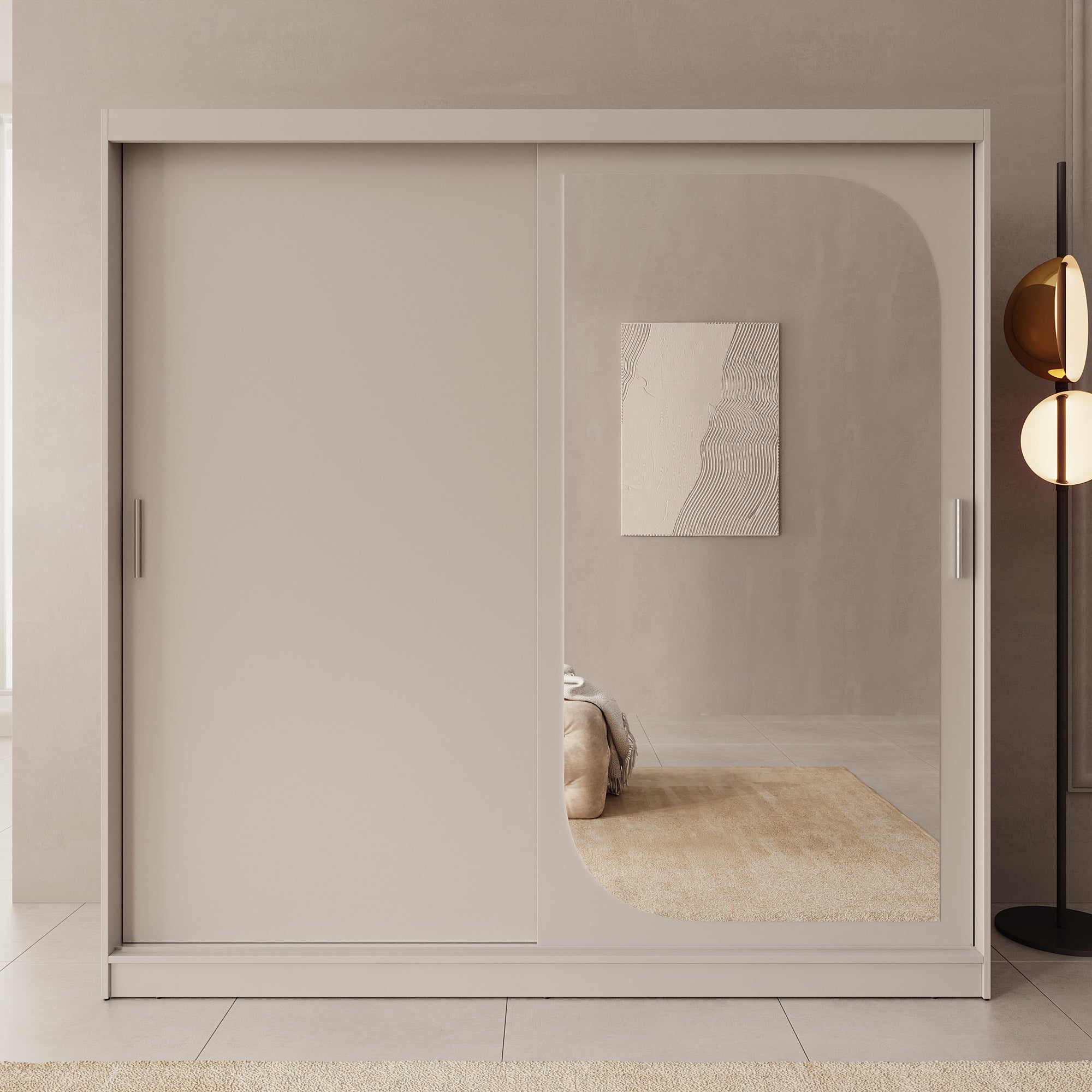 Lava - Kledingkast met 2 schuifdeuren - Beige - 200x62x200 cm