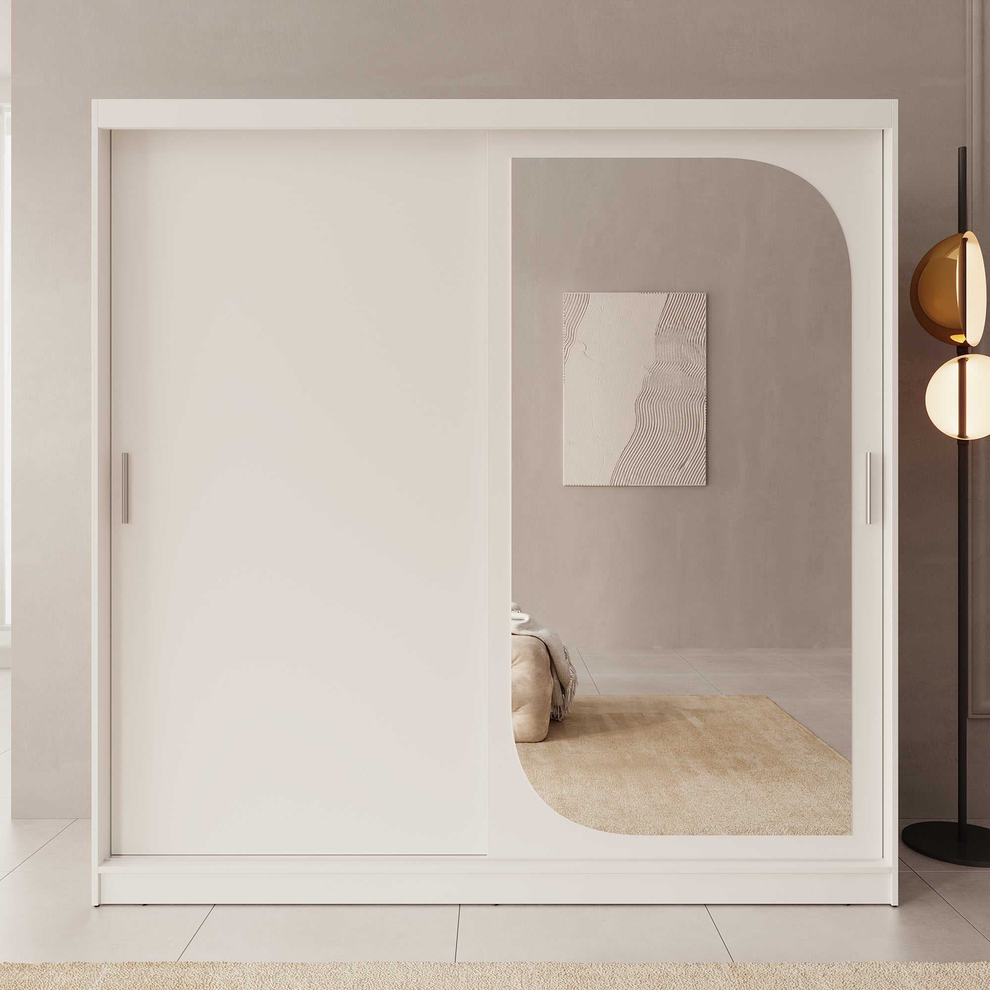 Lava - Kledingkast met 2 schuifdeuren - Wit - 200x62x200 cm