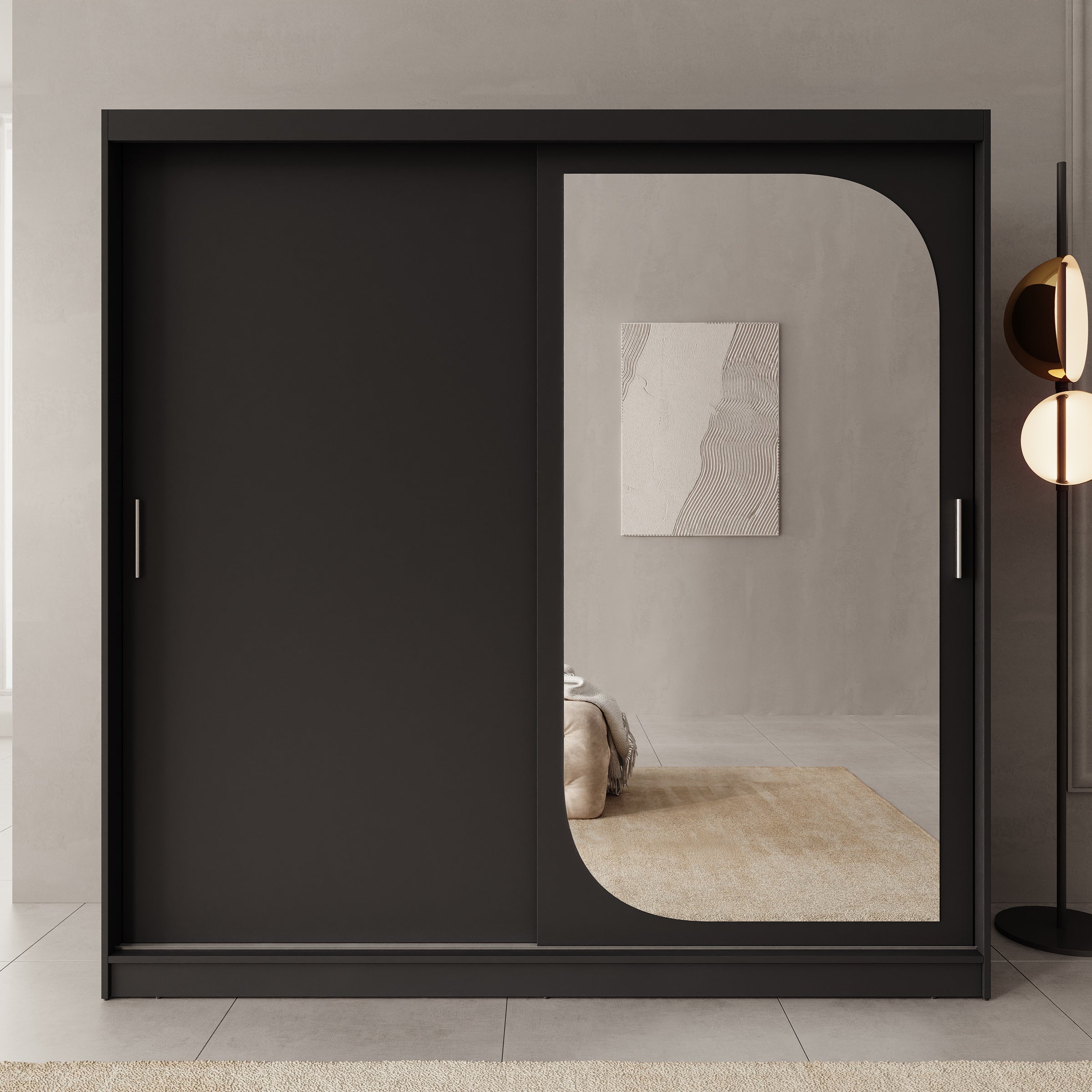 Lava - Kledingkast met 2 schuifdeuren - Zwart - 200x62x200 cm