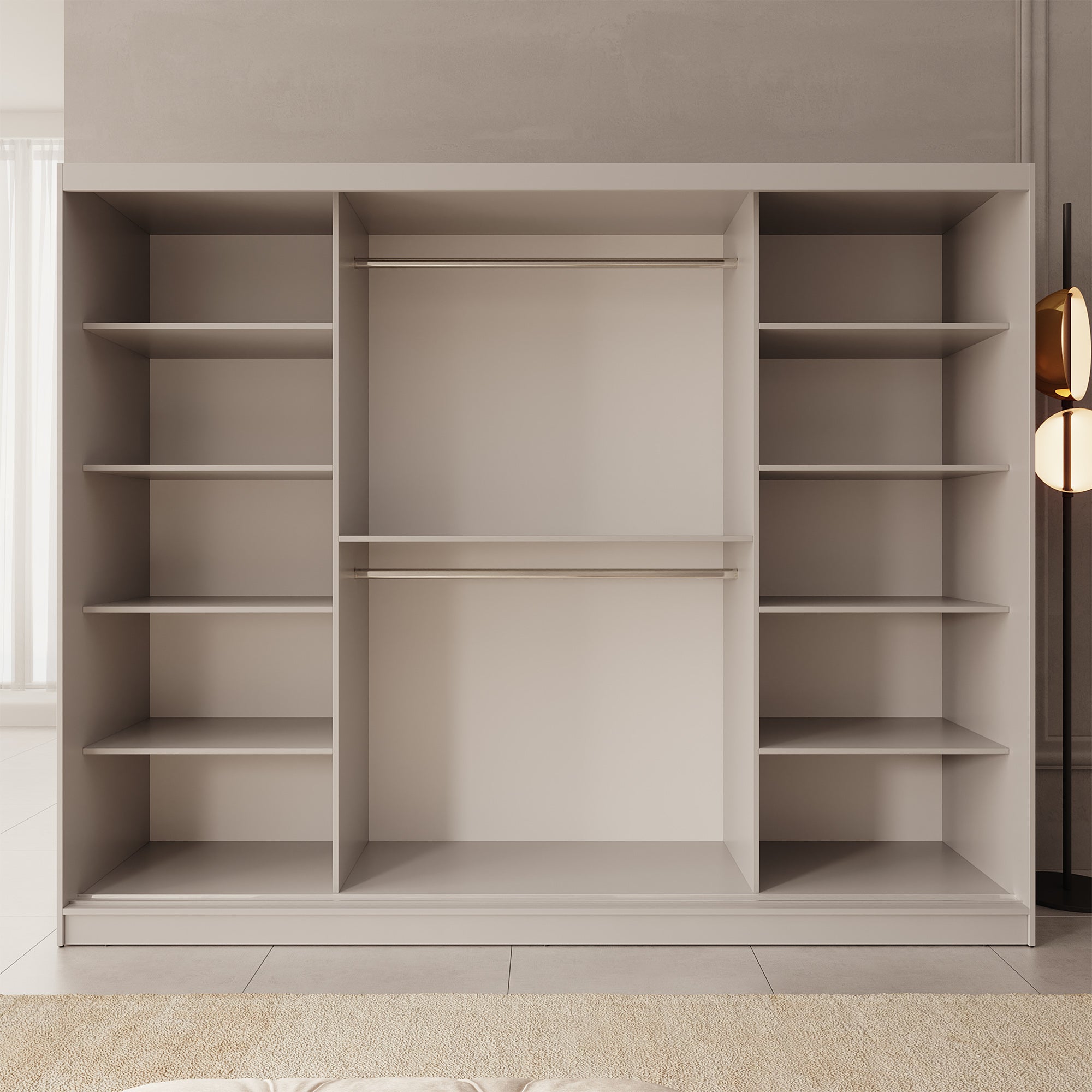 Lava - Kledingkast met 3 schuifdeuren - Beige - 250x62x200 cm