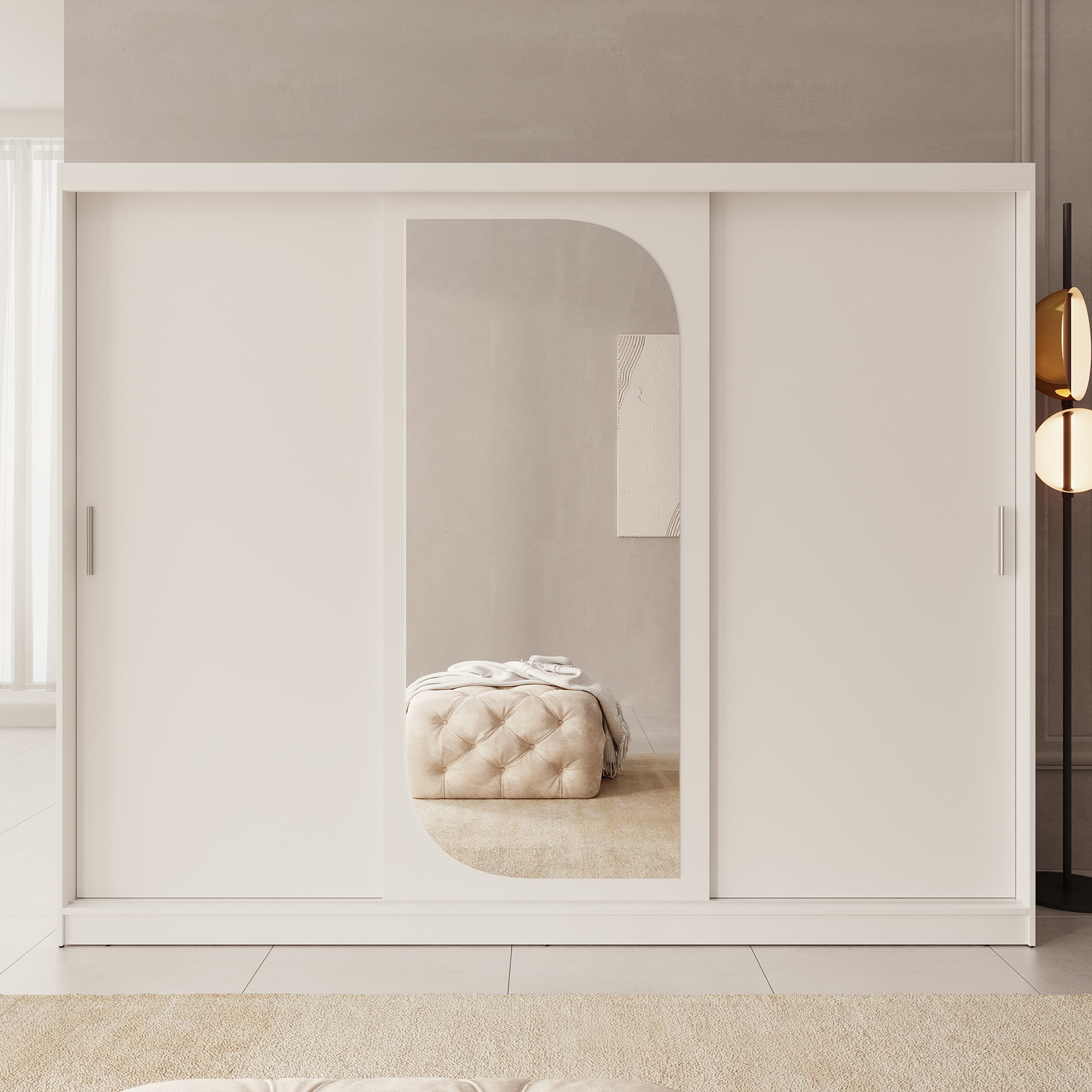 Lava - Kledingkast met 3 schuifdeuren - Wit - 250x62x200 cm