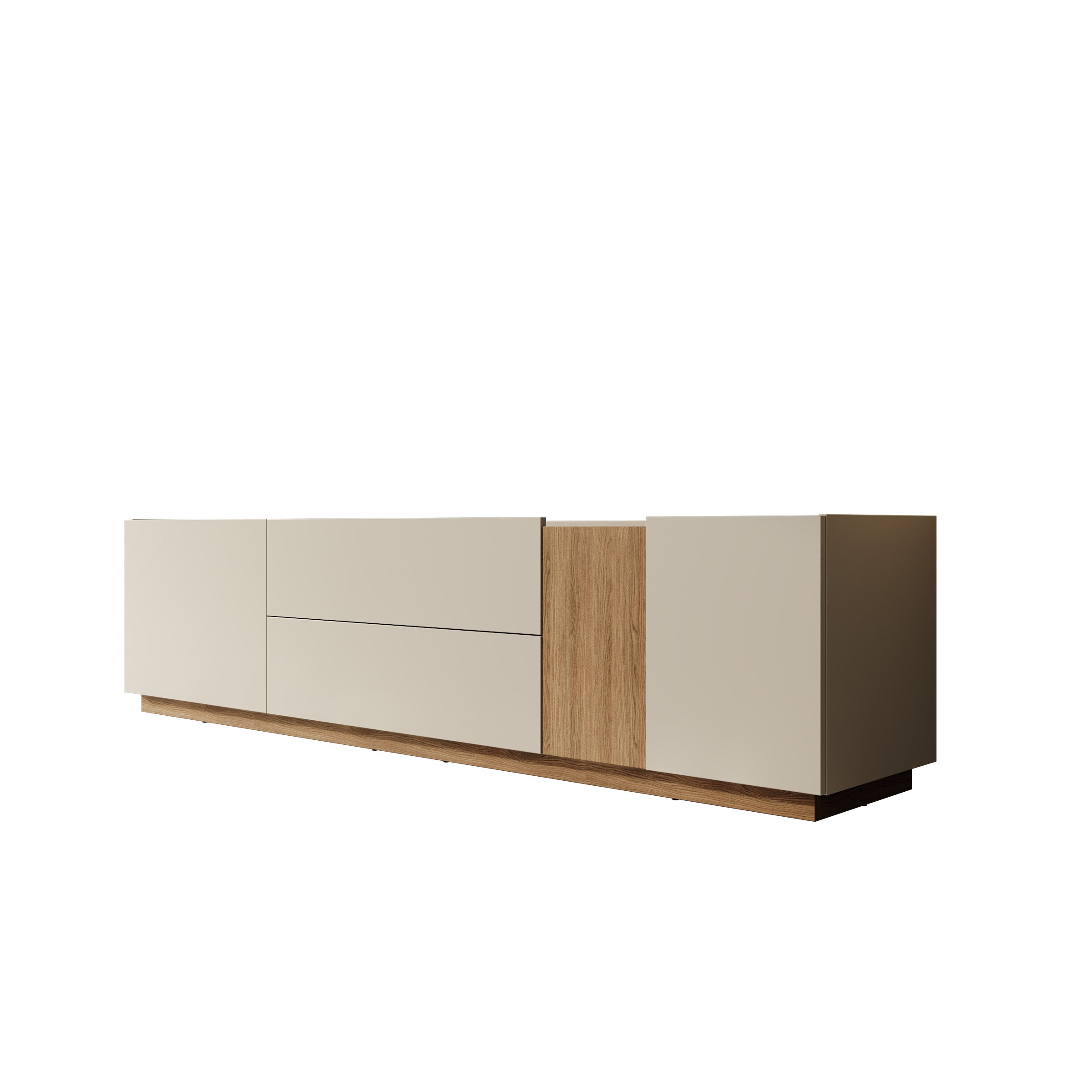 Lavar - TV-meubel - Grijs/Eiken - 204x41x50 cm
