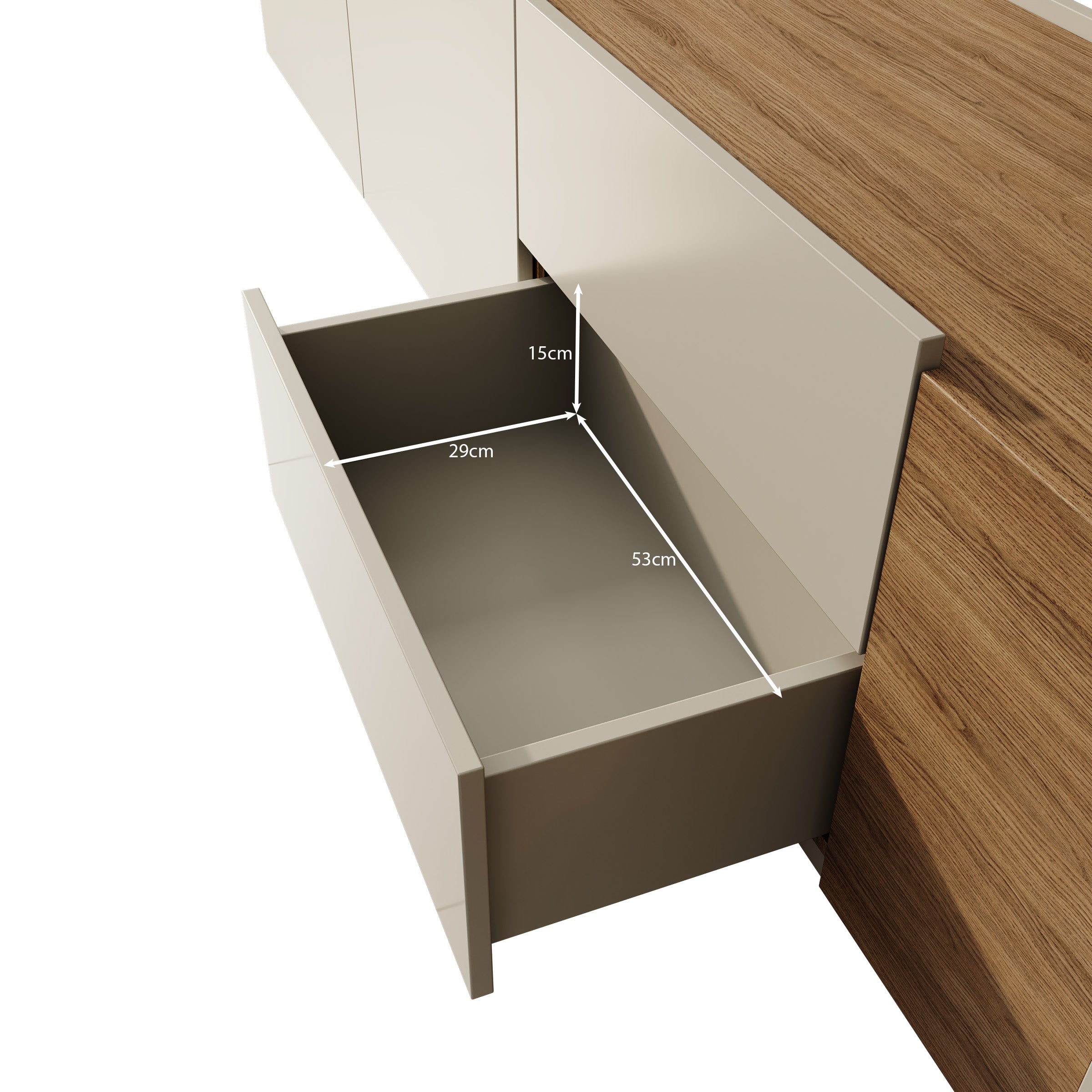 Lavar - TV-meubel - Grijs/Eiken - 239x41x50 cm