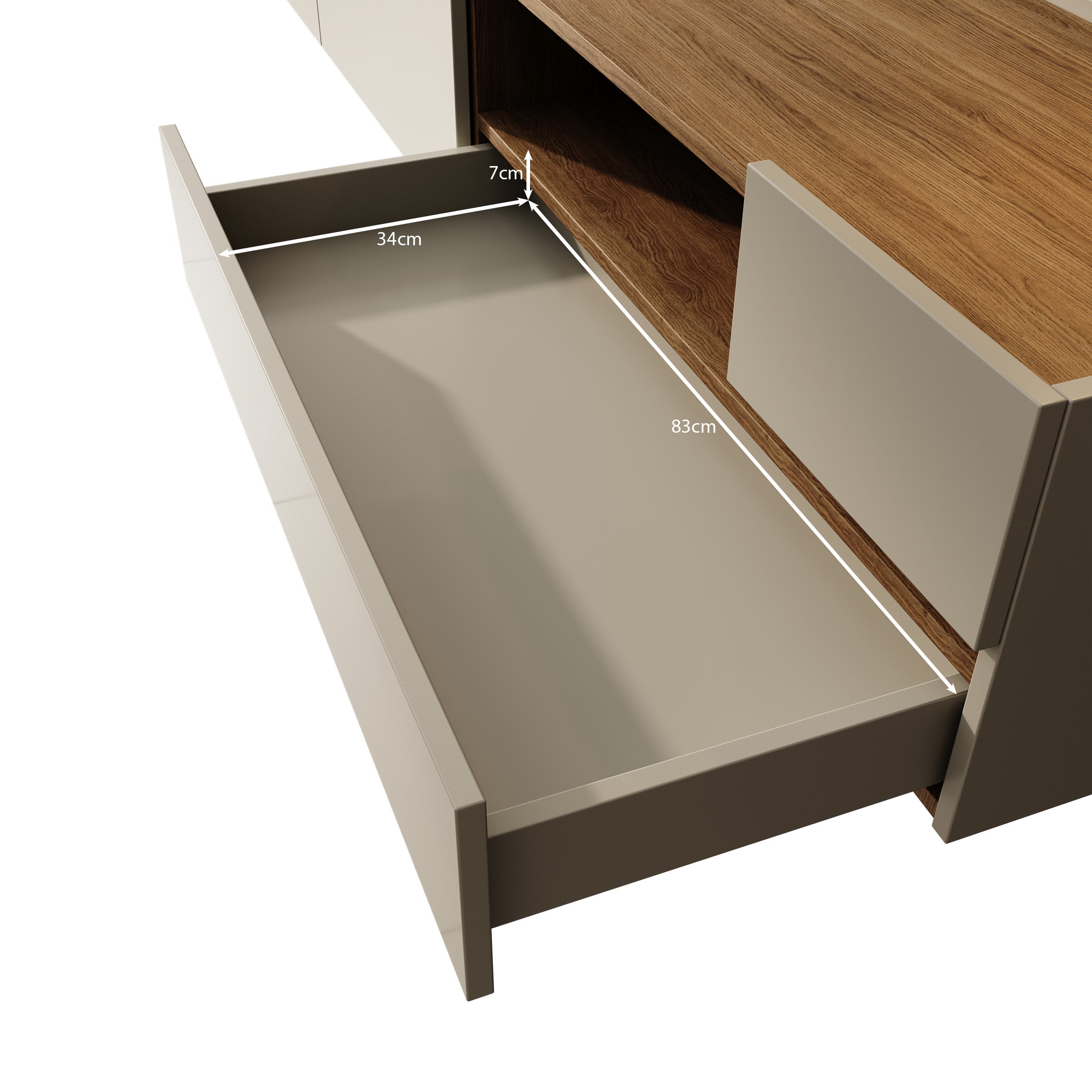 Lavar - TV-meubel - Grijs/Eiken - 269x41x32 cm