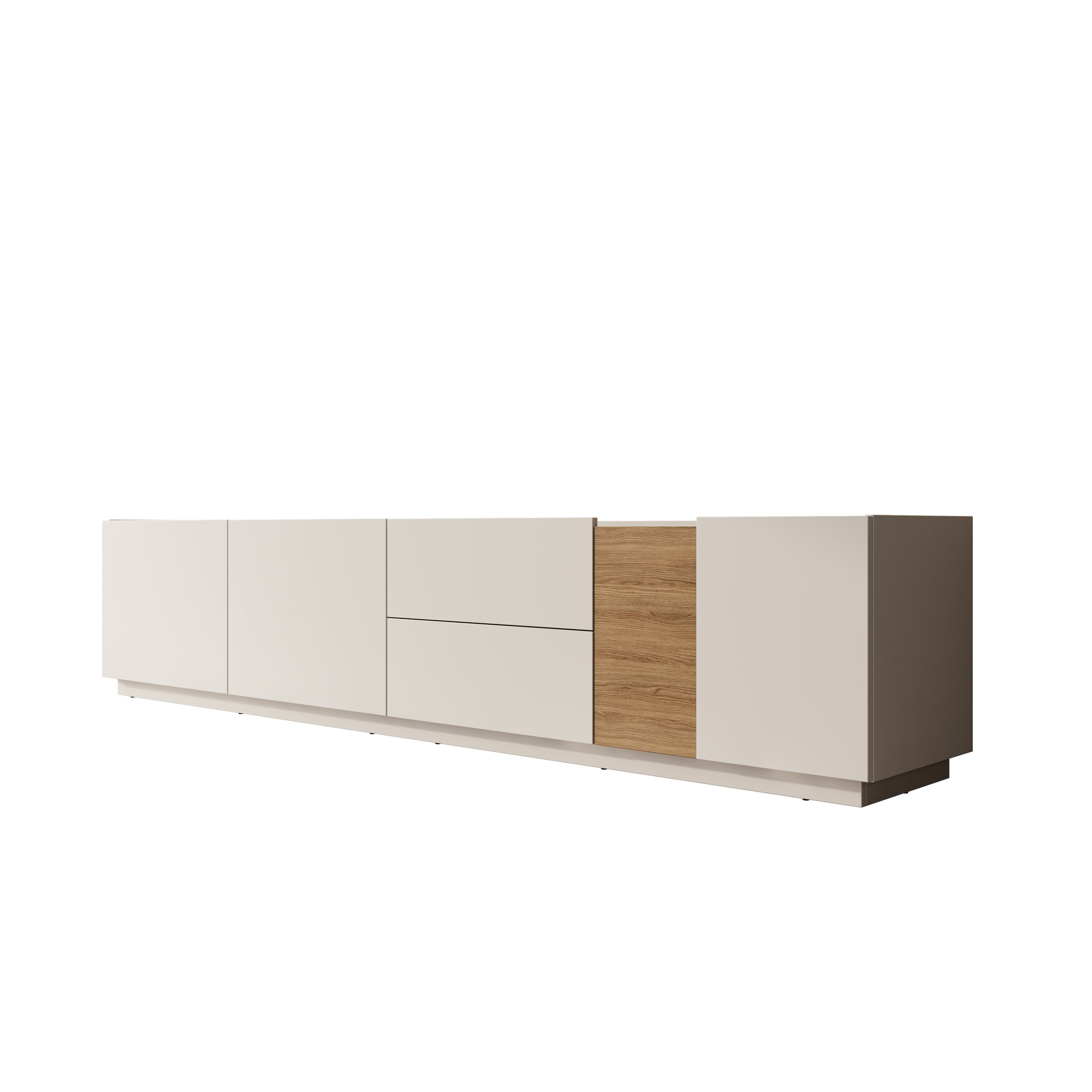 Lavar - TV-meubel - Wit/Eiken - 239x41x50 cm