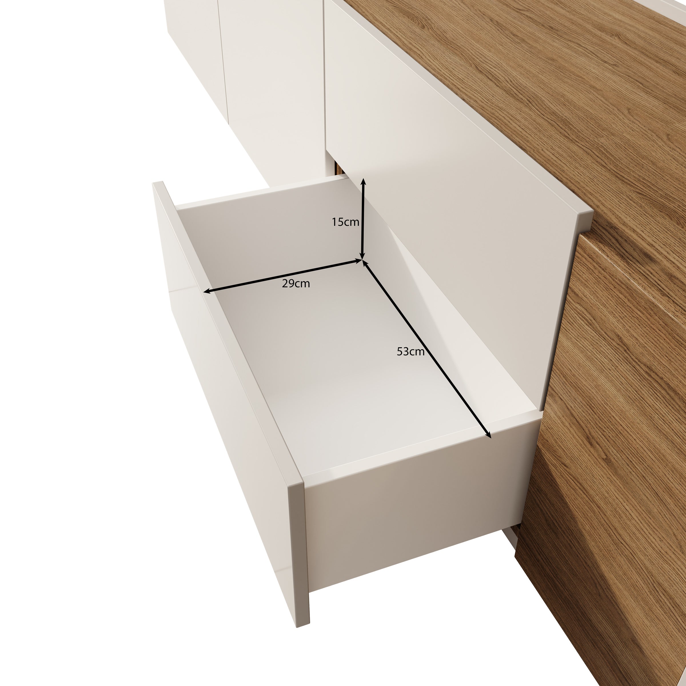 Lavar - TV-meubel - Wit/Eiken - 239x41x50 cm