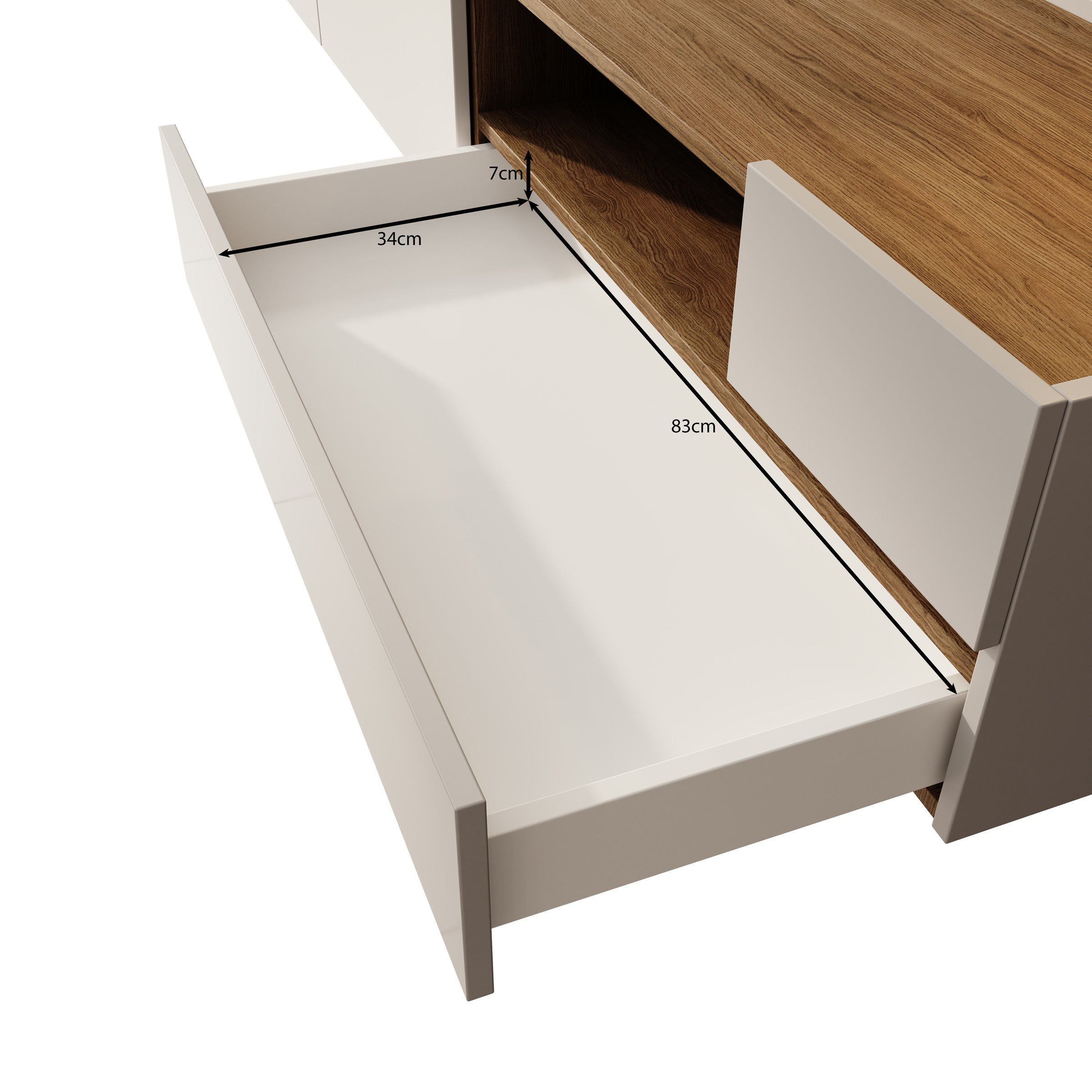 Lavar - TV-meubel - Wit/Eiken - 269x41x32 cm