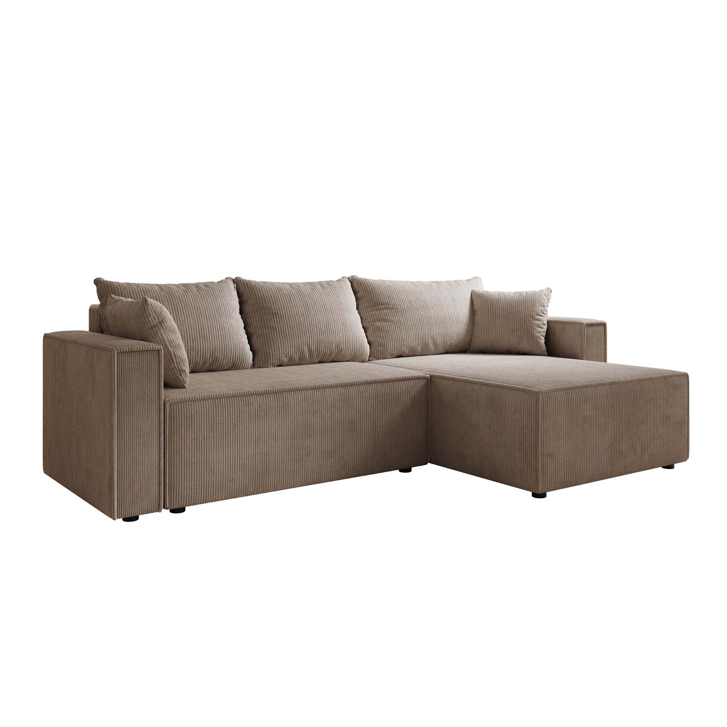 Lawrence - Hoekbank 3-zits met chaise longue - Ribstof bruin - Rechts