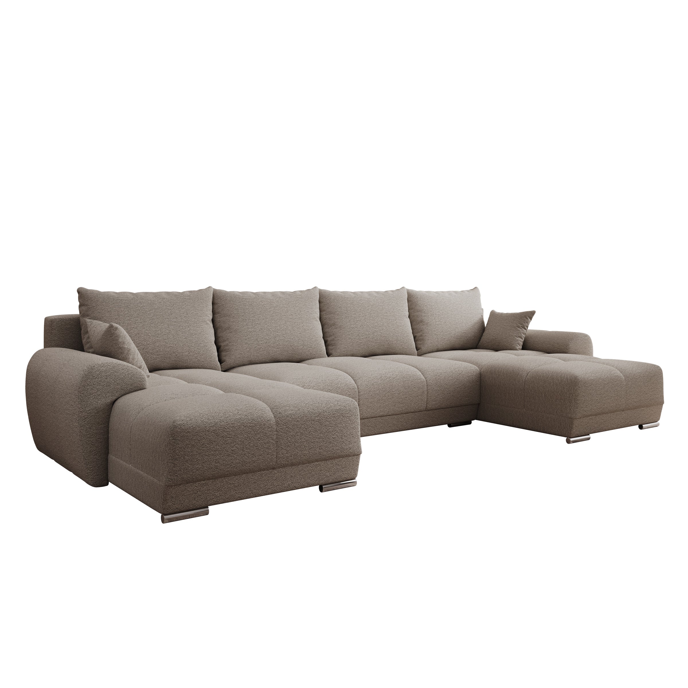 Layana U - Hoekbank 4-zits met chaise longue - Stof beige - Universeel